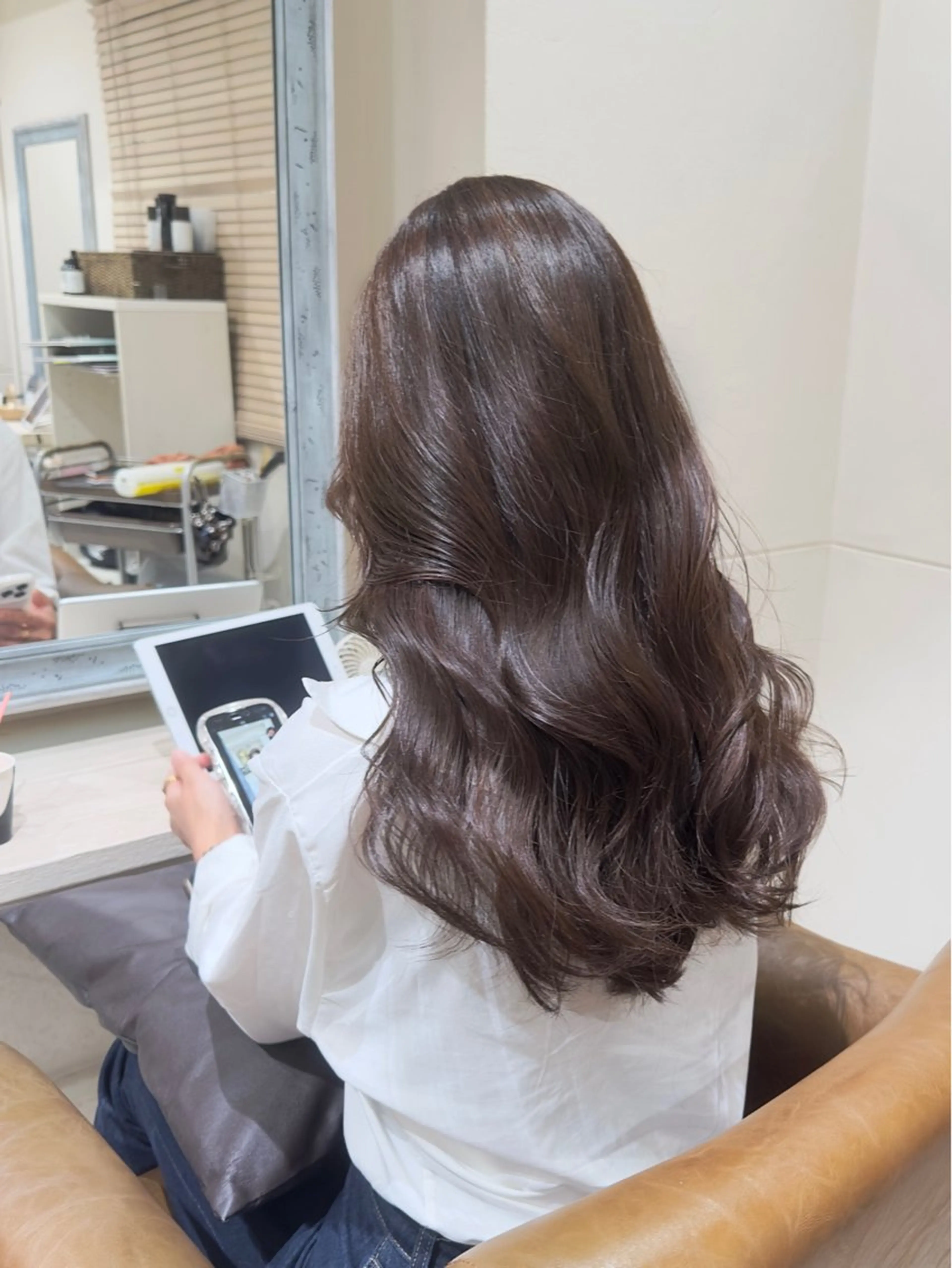 セミロング 韓国風ヘア 艶カラー×顔まわり カット片山聖のヘアスタイル