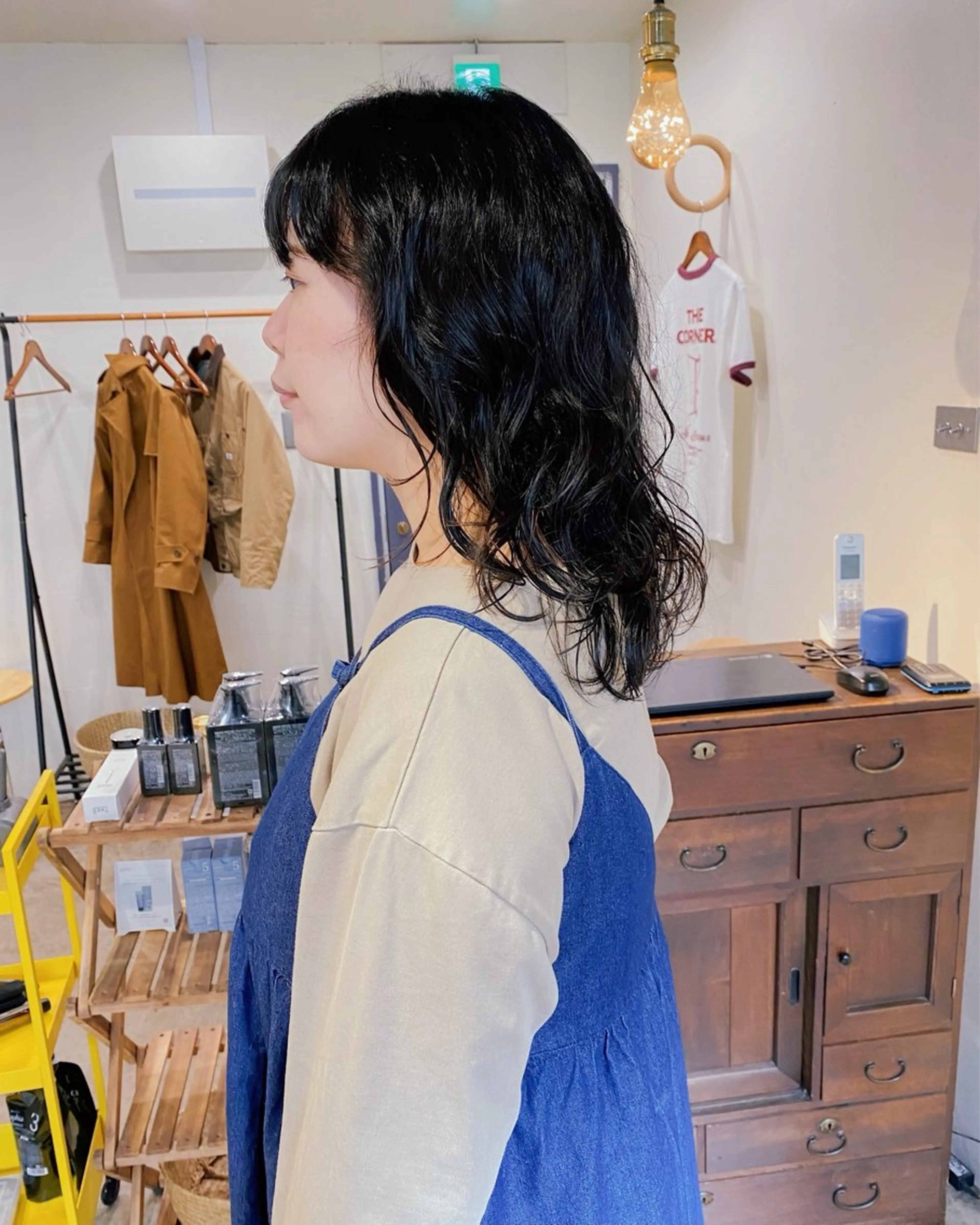 ミディアム パーマ ミディアムパーマ ハイライト 髪質改善 縮毛矯正 デジタルパーマ カット パーマ トリートメント ヘッドスパ 板谷みさき /艶ボブ/藤沢美容室のヘアスタイル