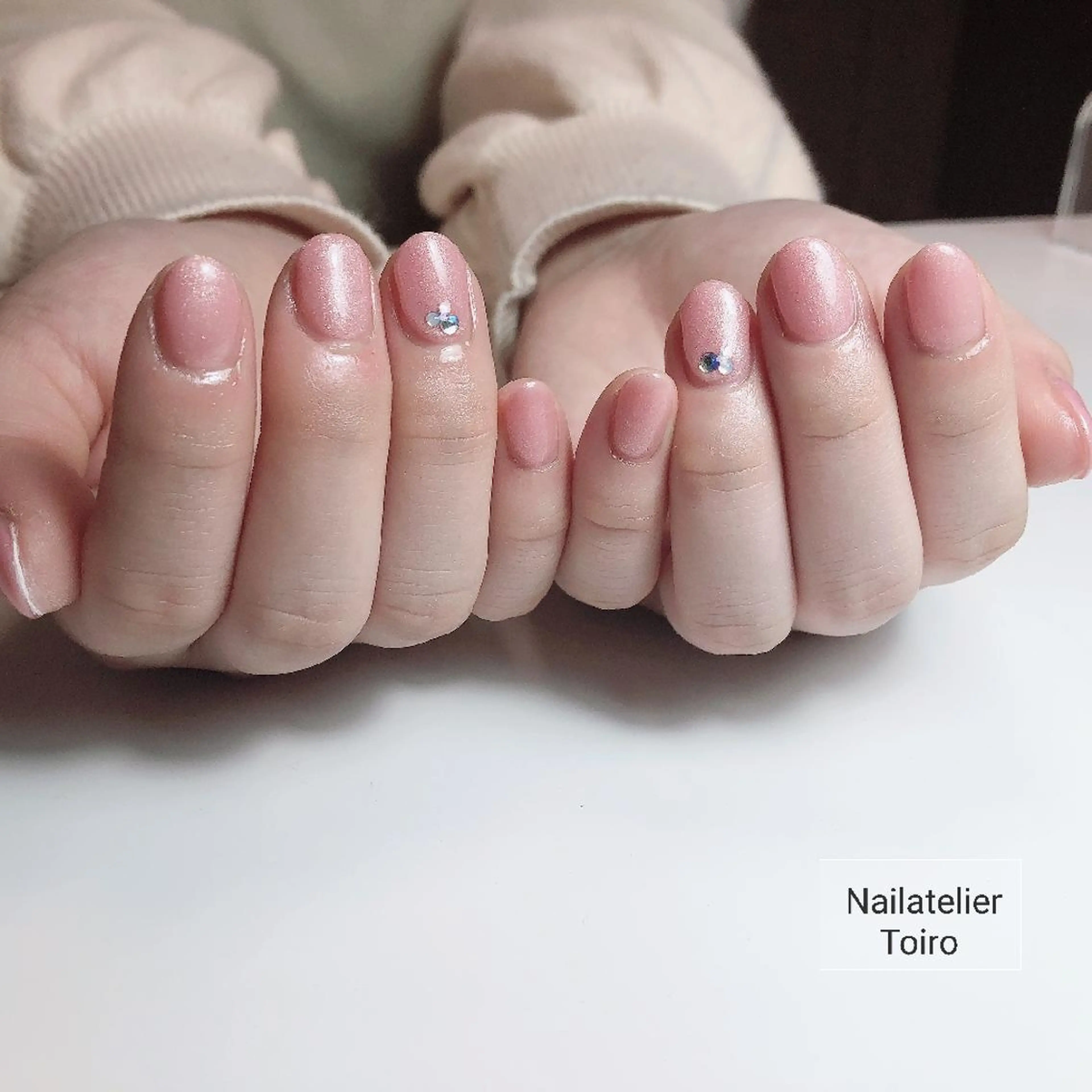 ショート ネイル ピンク シンプルネイル 春ネイル ☺︎山部 志麻☺︎のネイルデザイン