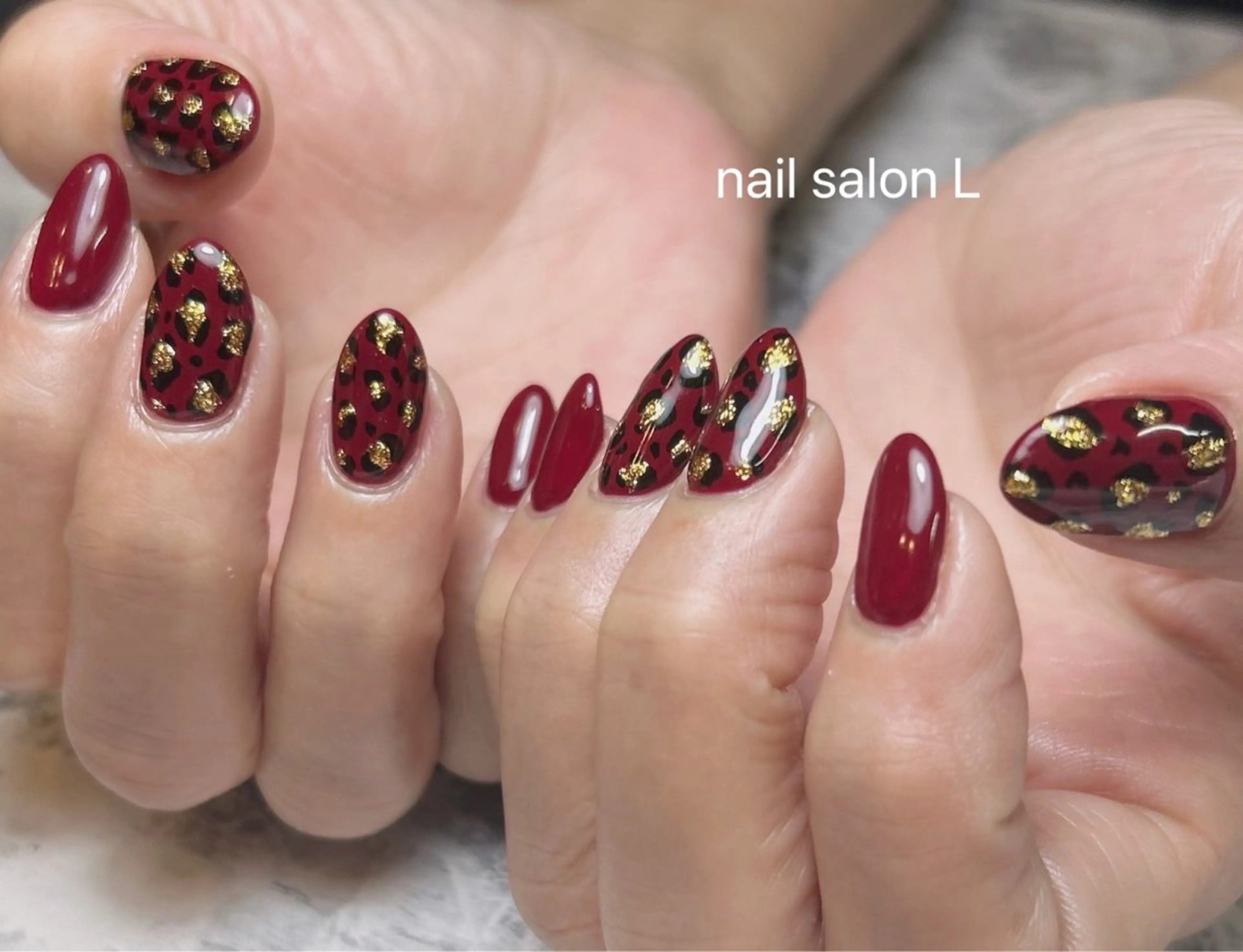 ネイル ボルドー ハンドネイル 吉川市 ネイルサロンLのネイルデザイン
