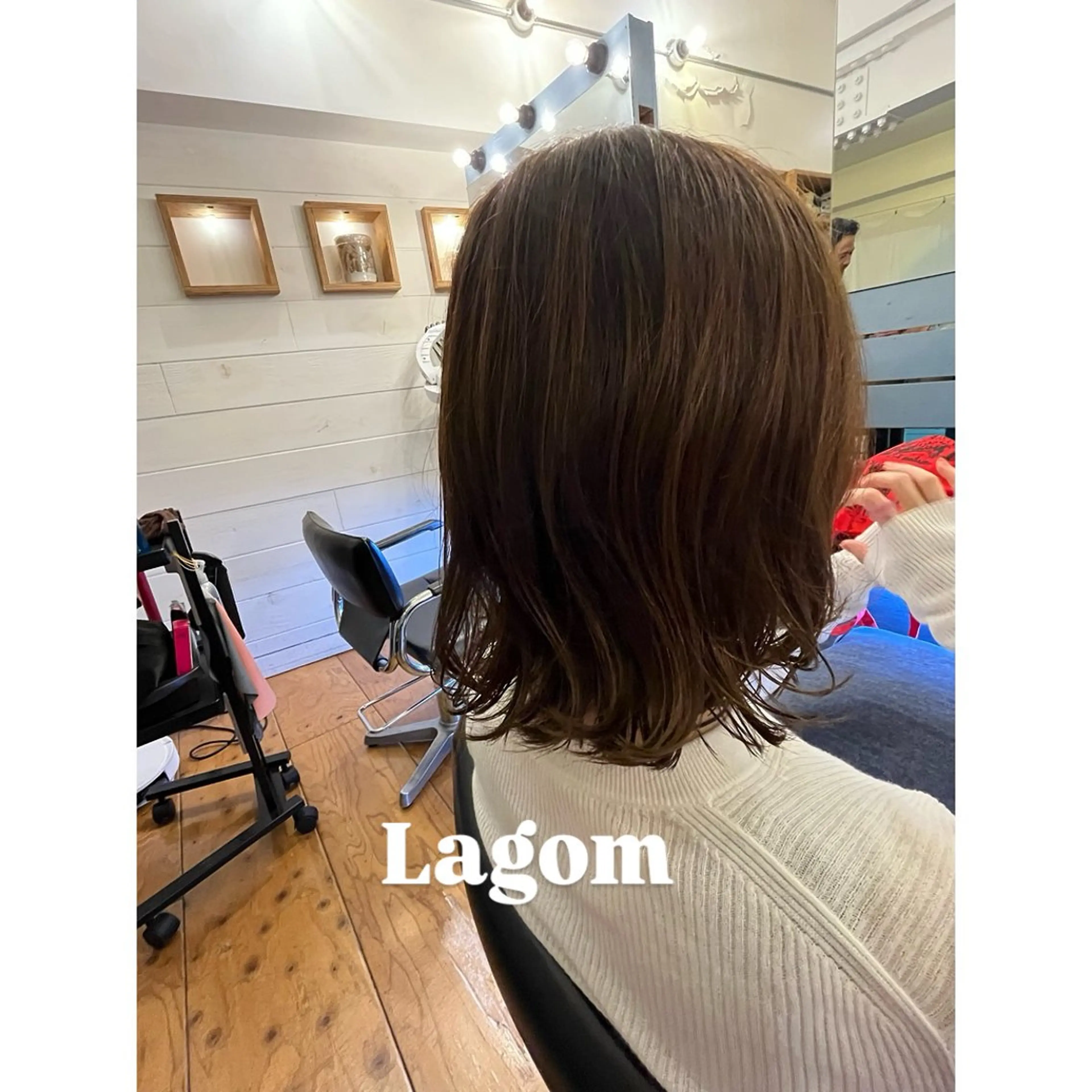 ミディアム カラー ミディアムパーマ ボブ 髪質改善 トリートメント カット ヘアカラー トリートメント Lagom(ラゴム) なかだのヘアスタイル