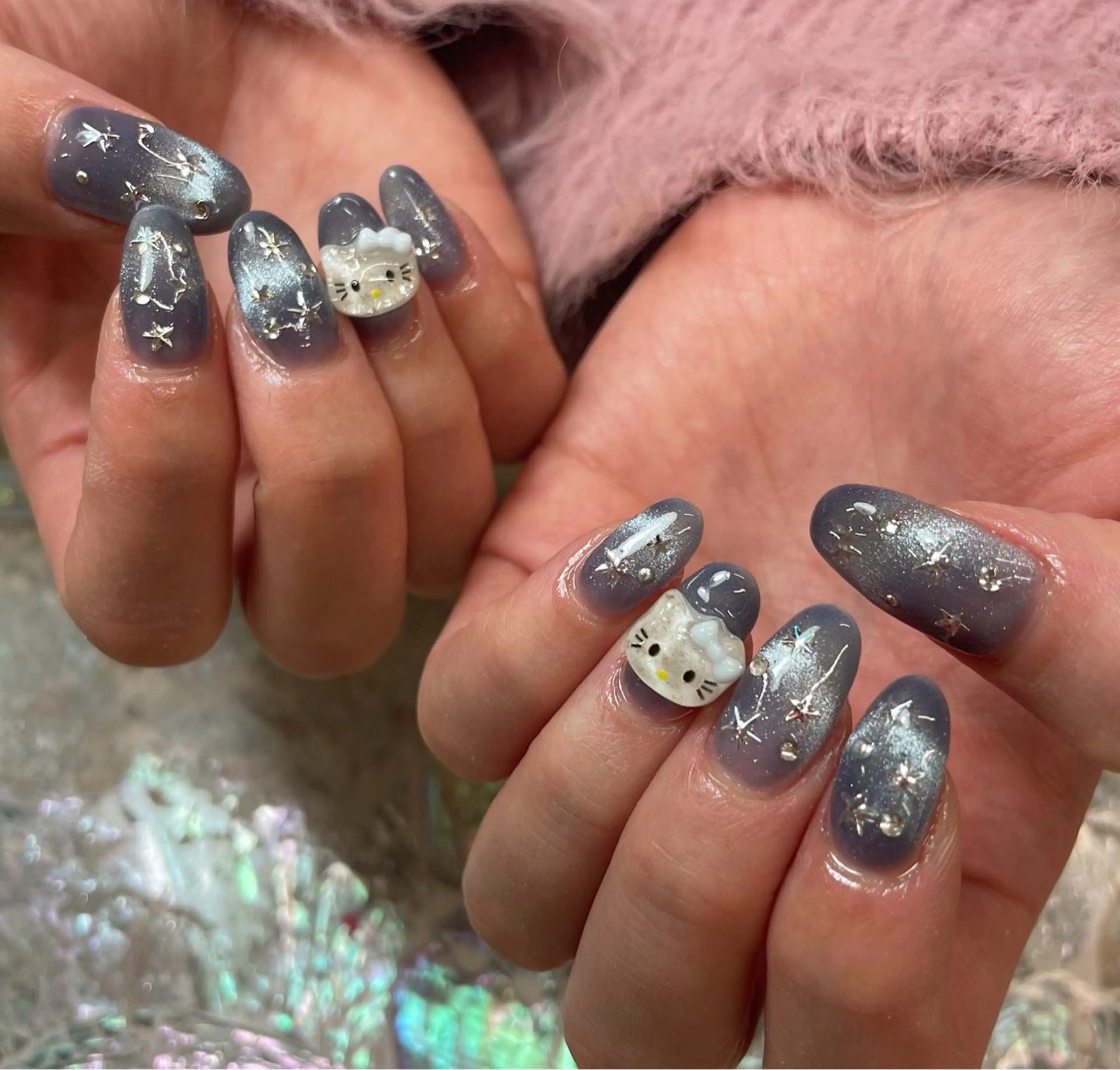 ネイル フレンチネイル マグネットネイル マグネットフレンチ 🌴konami 4U NAIL🥥のネイルデザイン