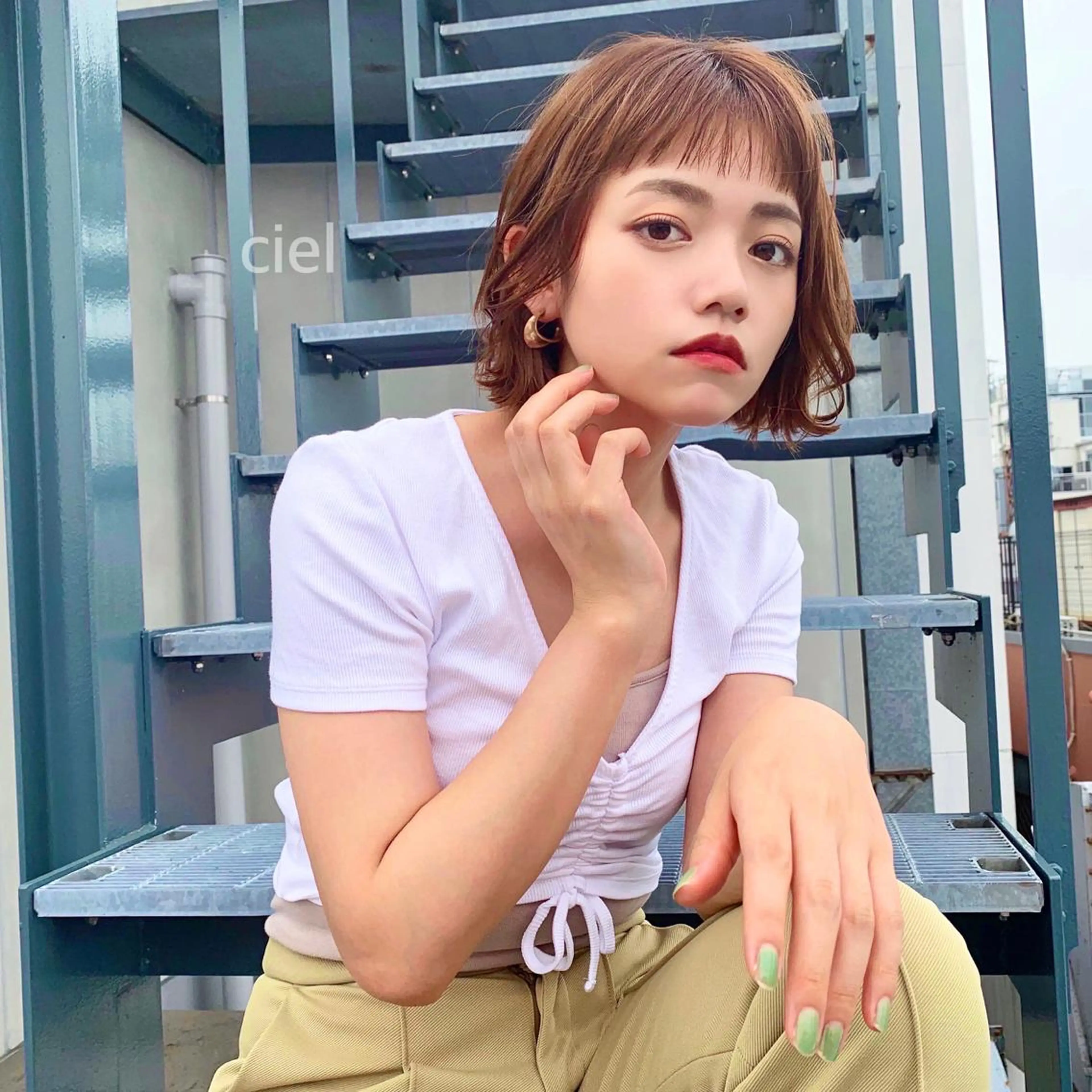 ミディアム カラー ボブ タンバルモリ 韓国風ヘア Sana / 韓国ヘア / カラーのヘアスタイル