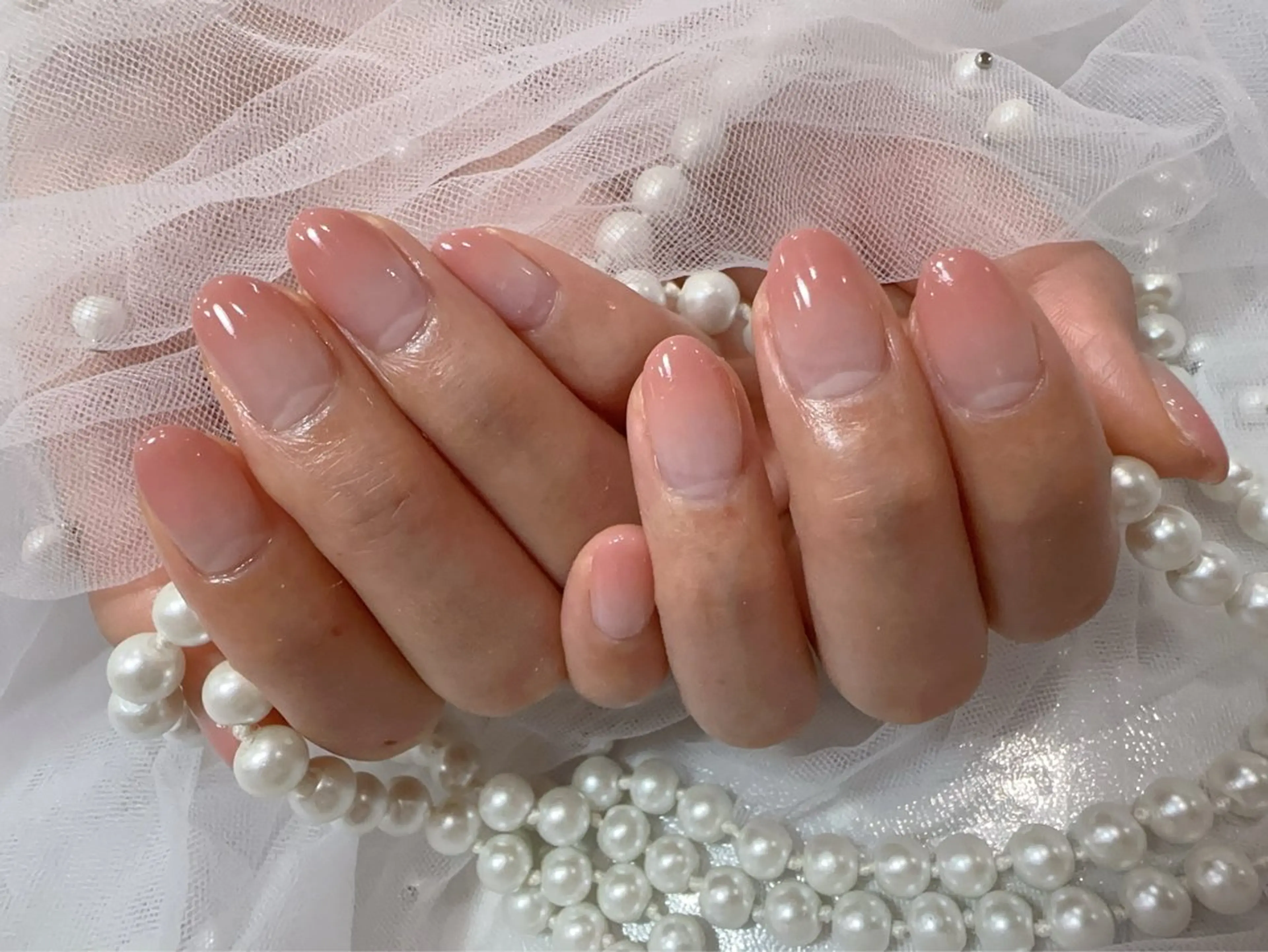 ネイル アートネイル フラッシュネイル フレンチネイル ジェルネイル ガラスフレンチ ハンドネイル You&Me Miyuのネイルデザイン