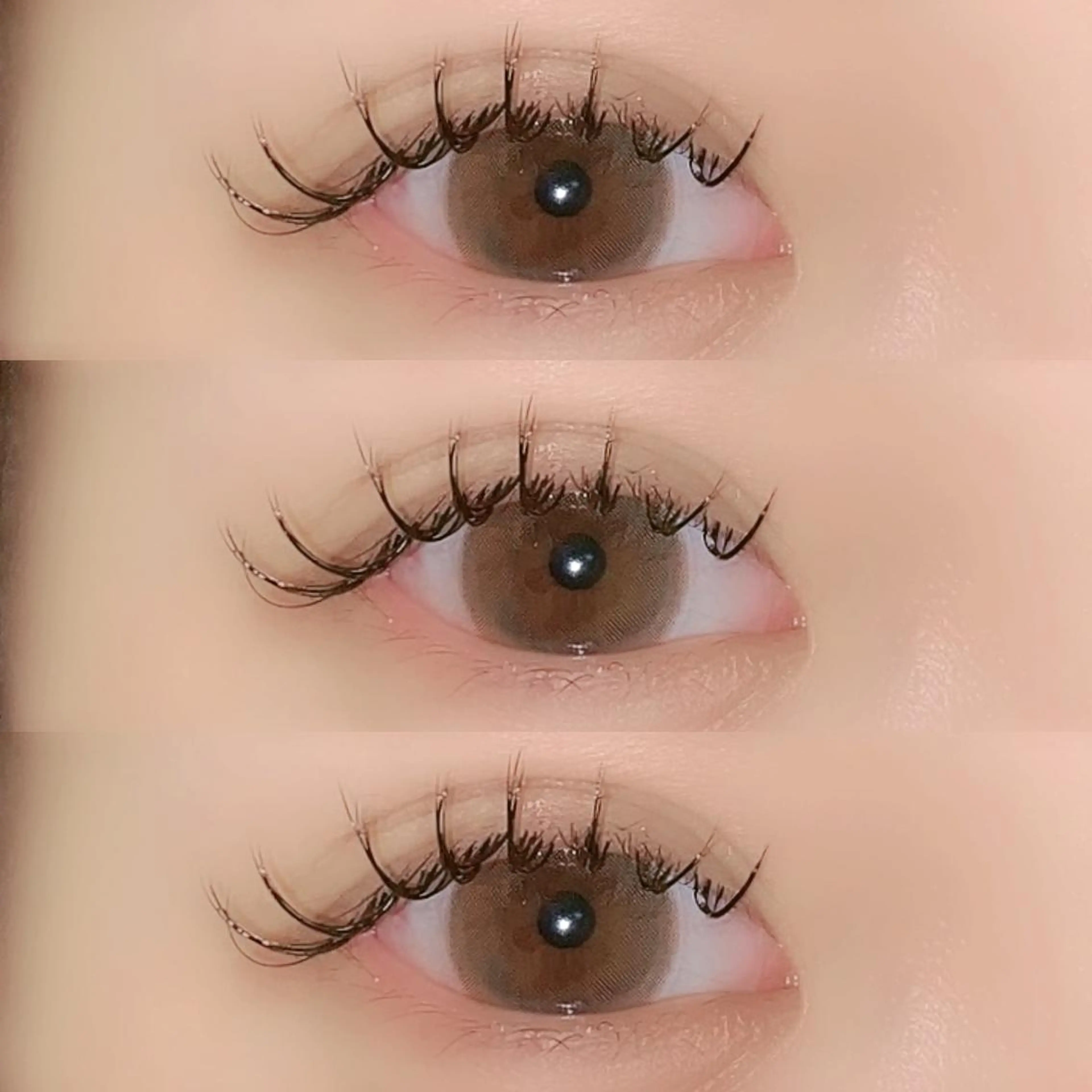 マツエク・マツパ 束感まつ毛 フラットラッシュ 韓国風マツエク パリジェンヌラッシュリフト ボリュームラッシュ 肌に馴染むハイトーン /ミルクティーカラーのヘアスタイル