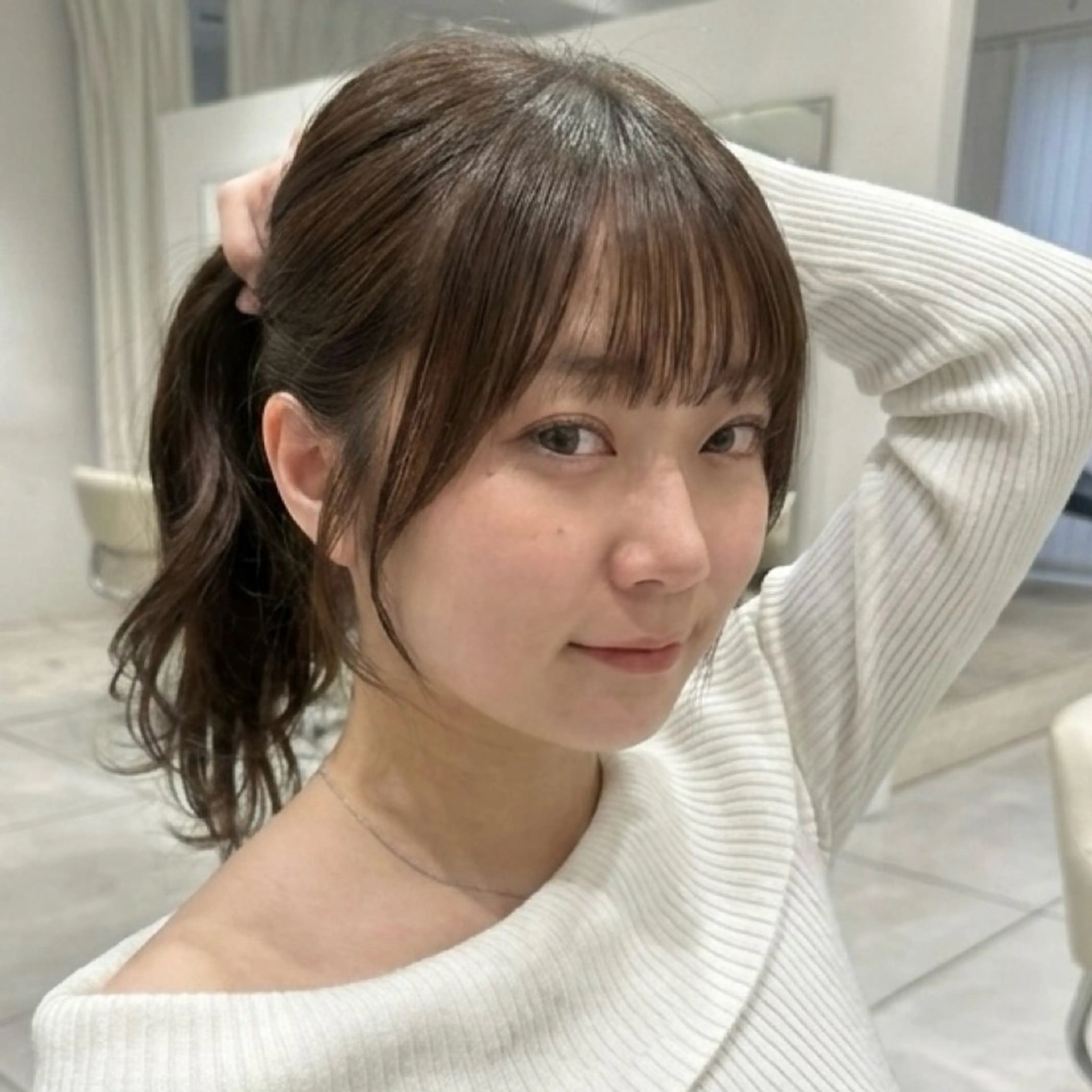 セミロング カラー カット 地毛風/グレージュ よしだひろのじょうのヘアスタイル