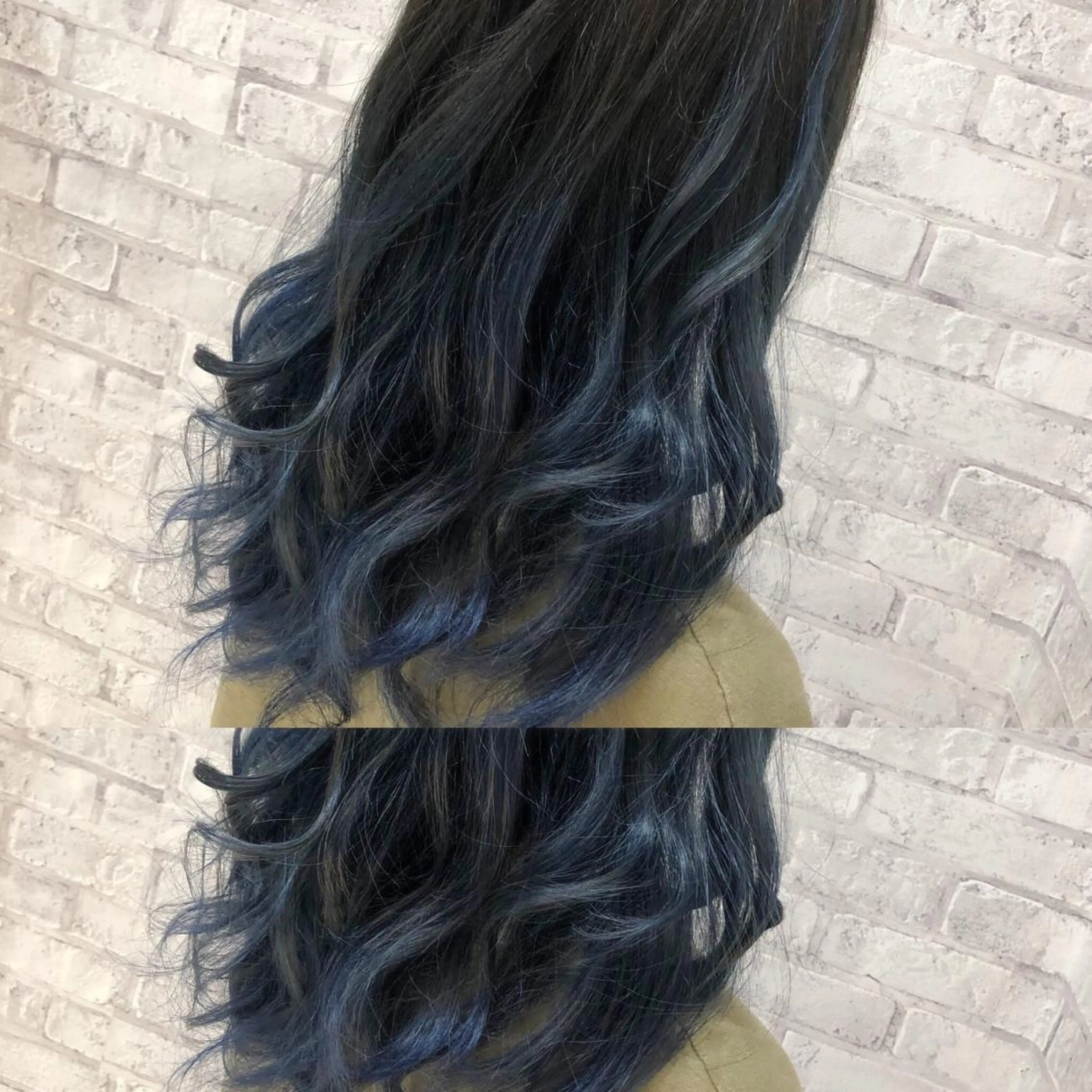 ミディアム カラー ヘアアレンジ バレイヤージュ ブルーカラー グラデーションカラー レイヤーカット ヘアカラー トリートメント 秋山 幸太のヘアスタイル