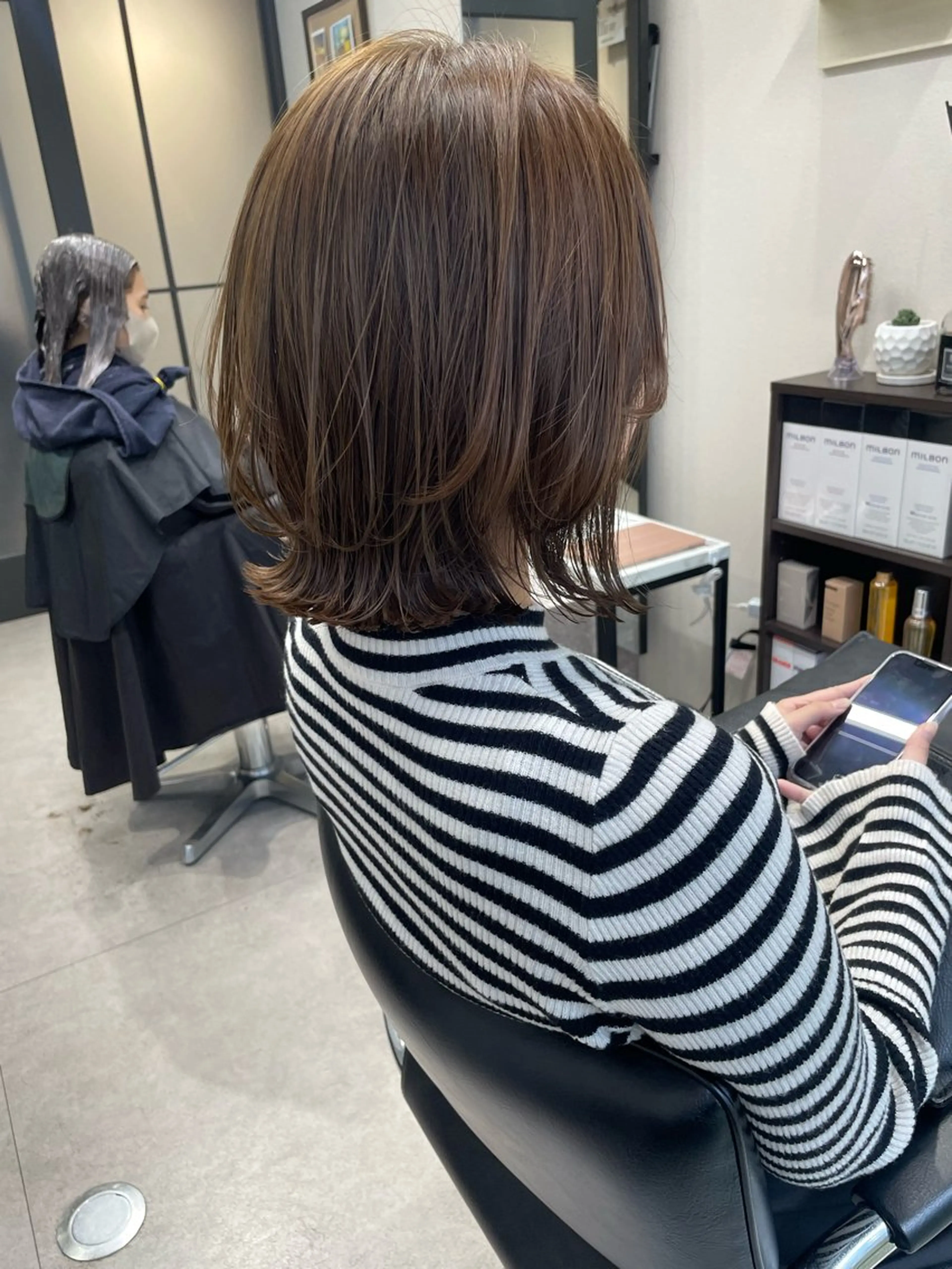 ミディアム カラー カット ヘアカラー トリートメント 髪質改善will hairdesignのヘアスタイル