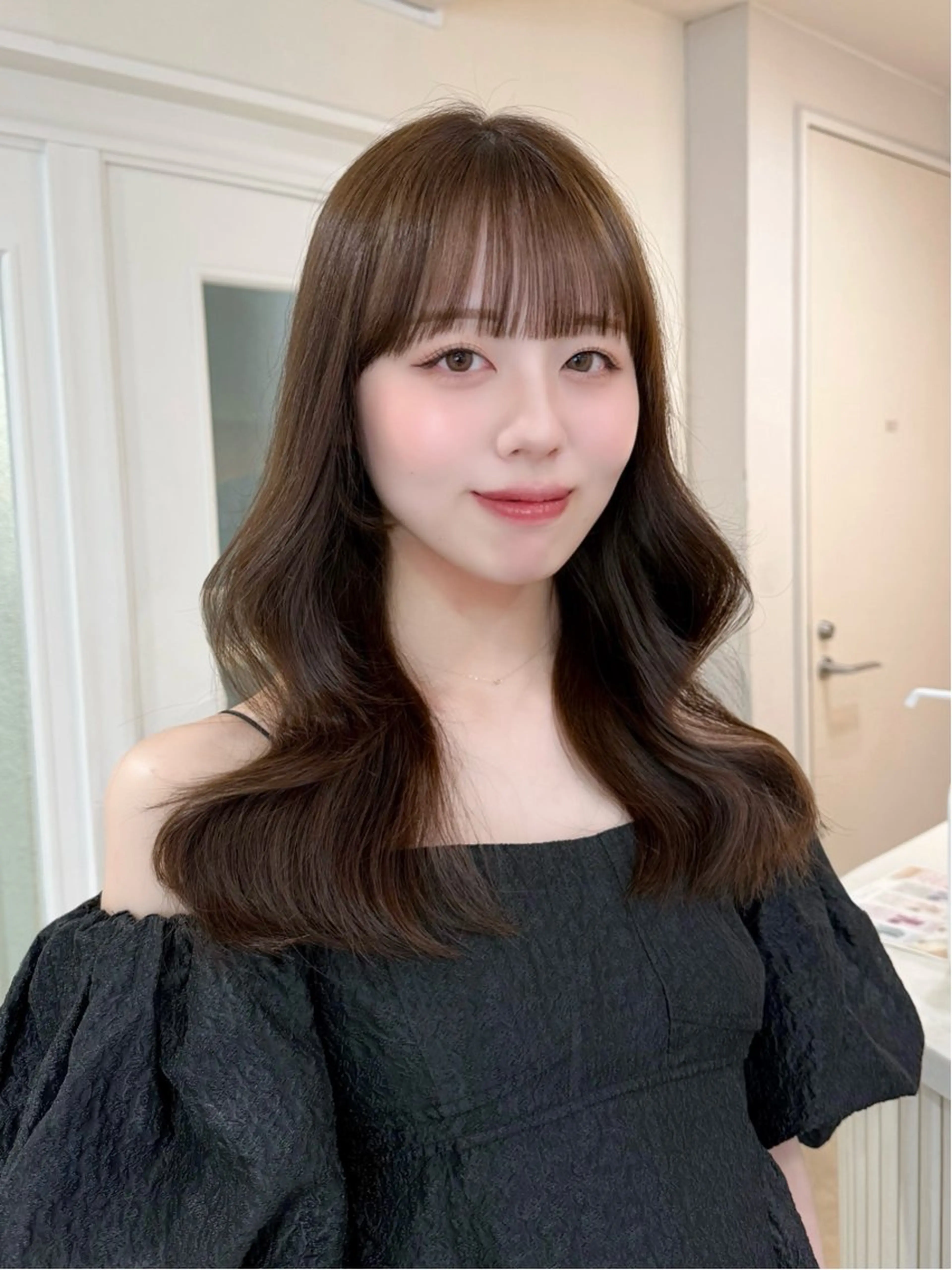 ミディアム ケアカラー ピンクブラウン 髪質改善 韓国風ヘア レイヤーカット 🍑韓国girly Saaya🍑🪄のヘアスタイル