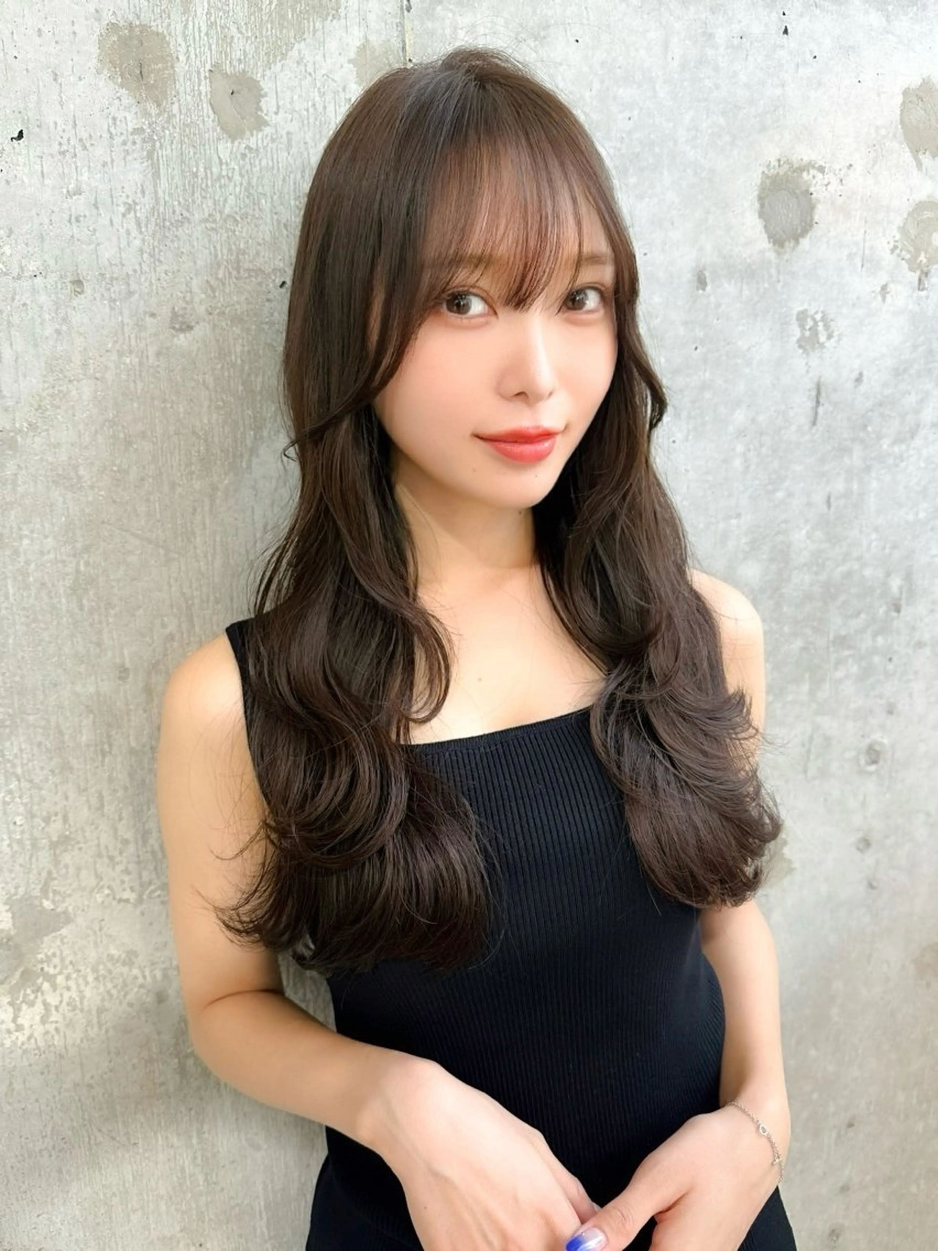 セミロング カラー 髪質改善/韓国ヘア レイヤー/新宿/ロミのヘアスタイル