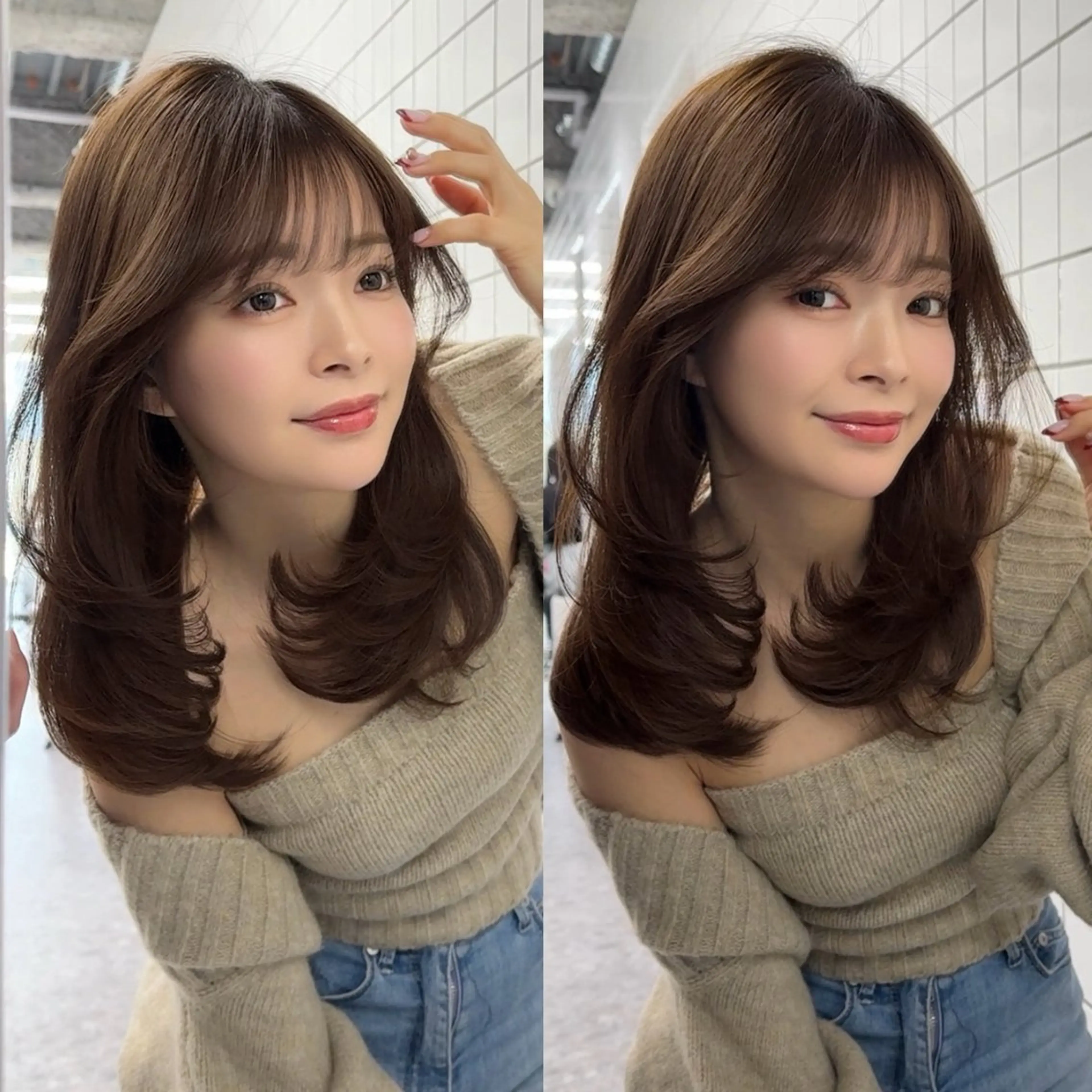 セミロング カット ヘアカラー トリートメント 韓国ヘア🤍🇰🇷 ‪🫶🏻吉満のヘアスタイル