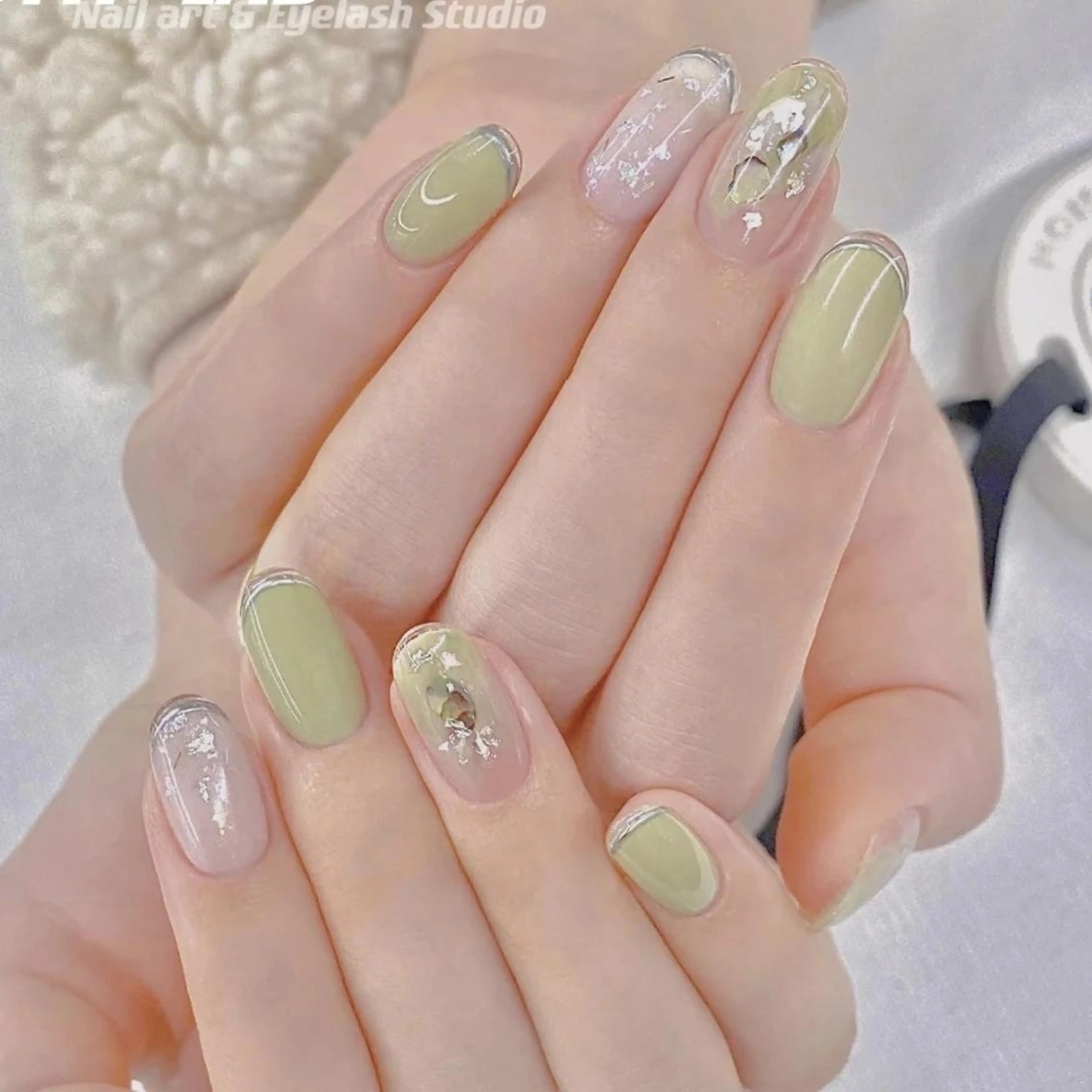 ネイル 春ネイル ネイリストゆか💅 長さだし、深爪矯正のネイルデザイン