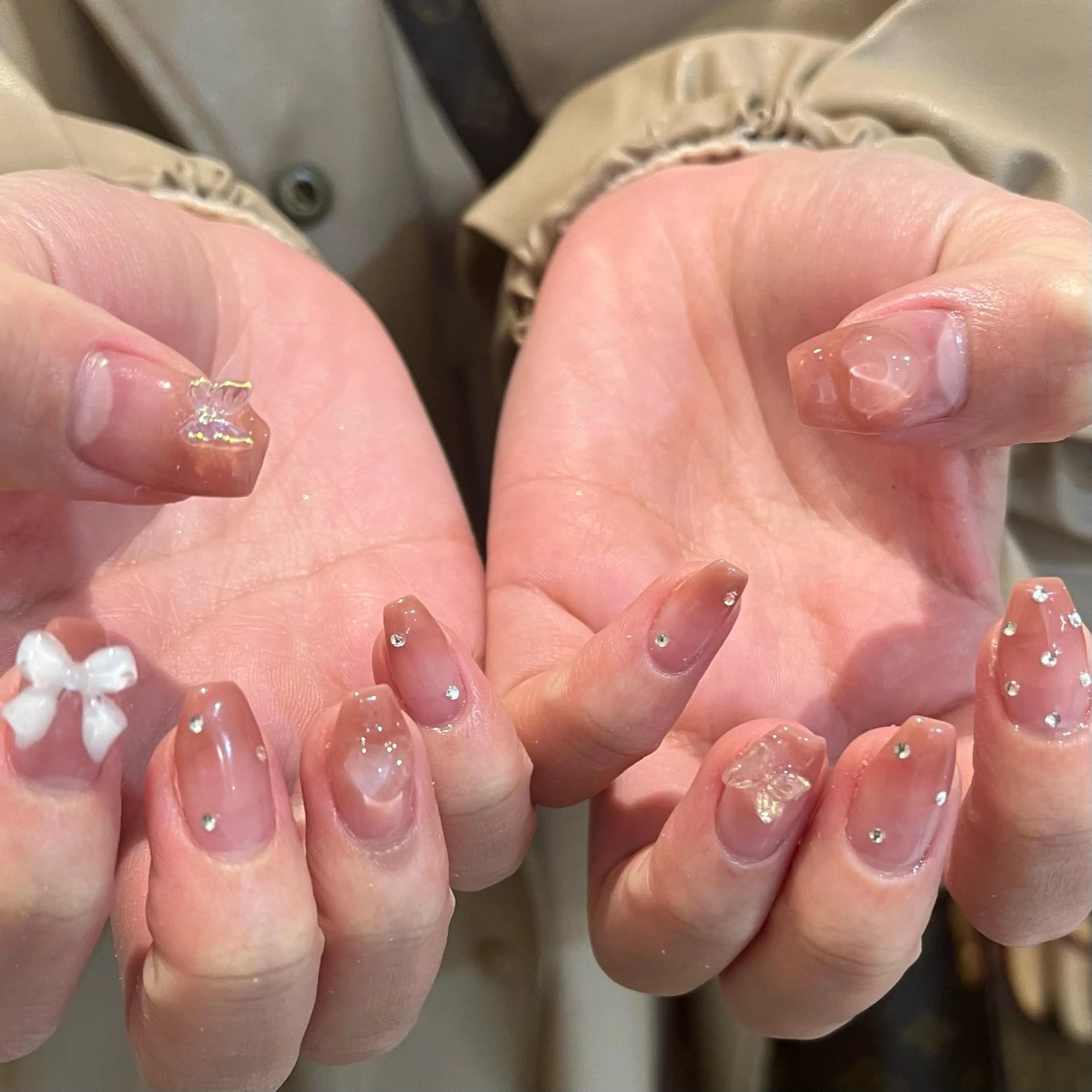 ネイル 氷ネイル・うるうるネイル 春ネイル ハンドネイル Momone /渋谷/パラジェルのネイルデザイン