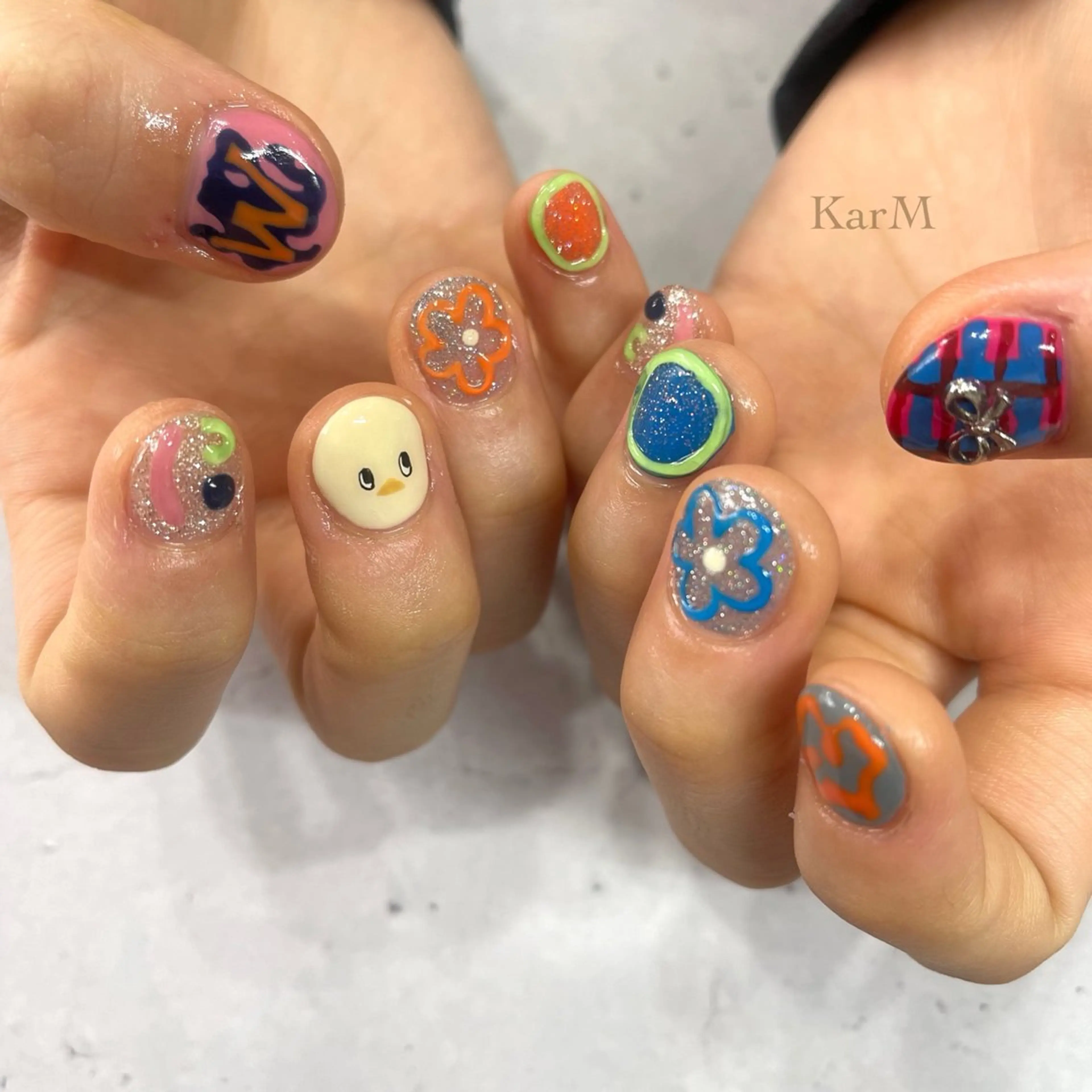 ネイル アートネイル 韓国ネイル マグネットネイル ニュアンスネイル ピンク ハンドネイル ogino karinのネイルデザイン