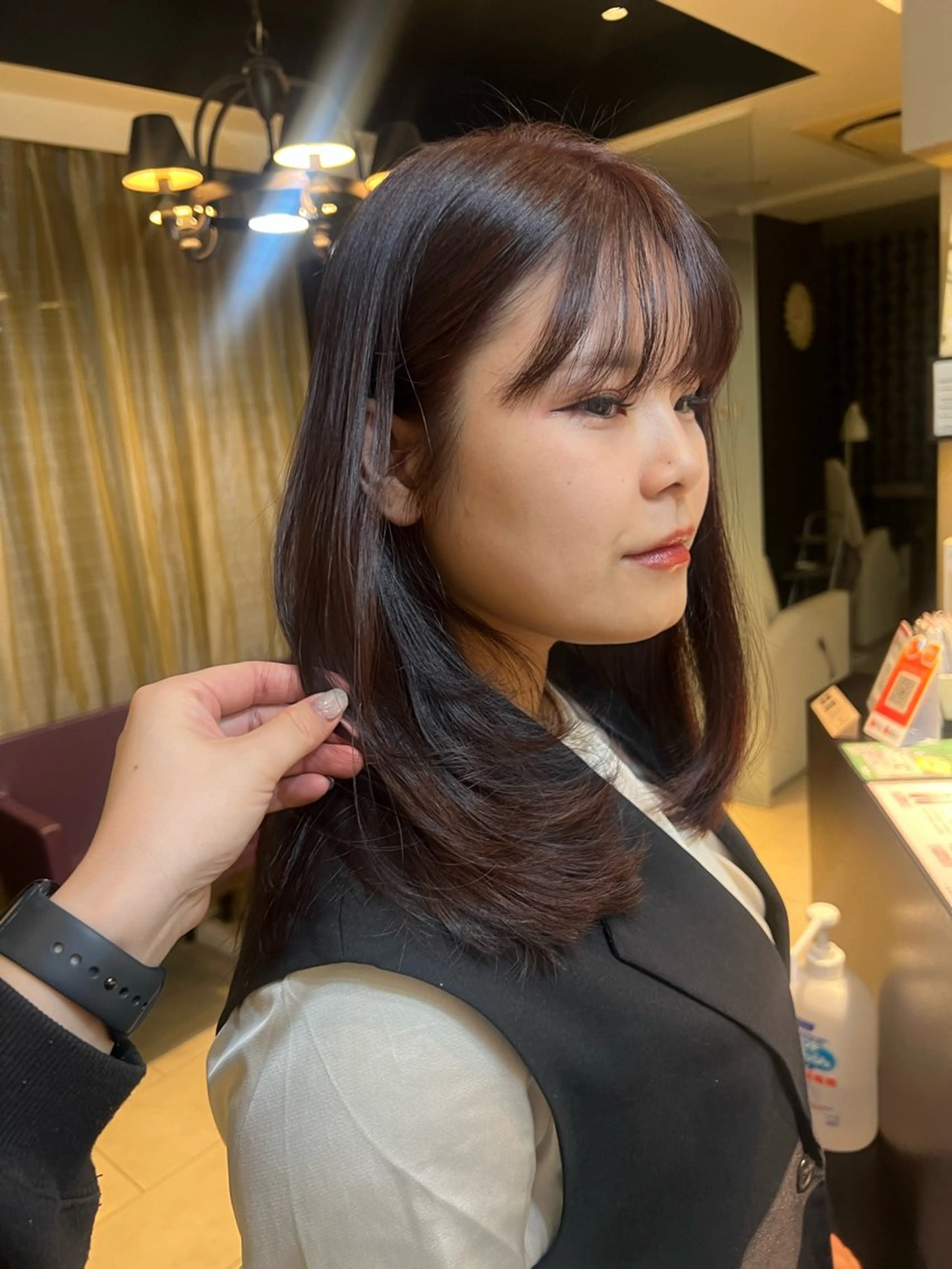 ミディアム カラー カット ヘアカラー トリートメント 田中 月菜のヘアスタイル