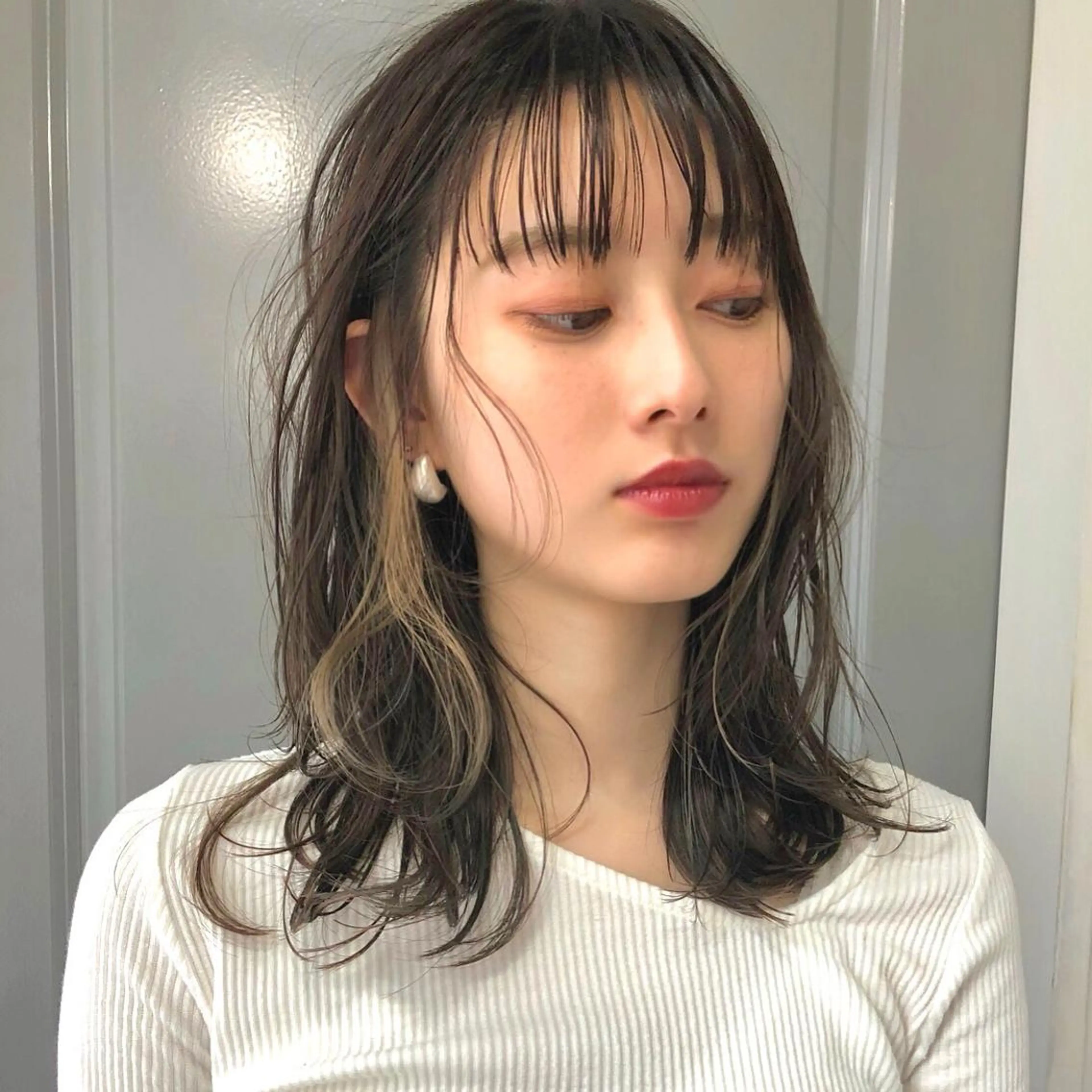 セミロング カラー イヤリングカラー Pia hair Design Yakuin所属・Pia ツボイ ケイタのヘアスタイル