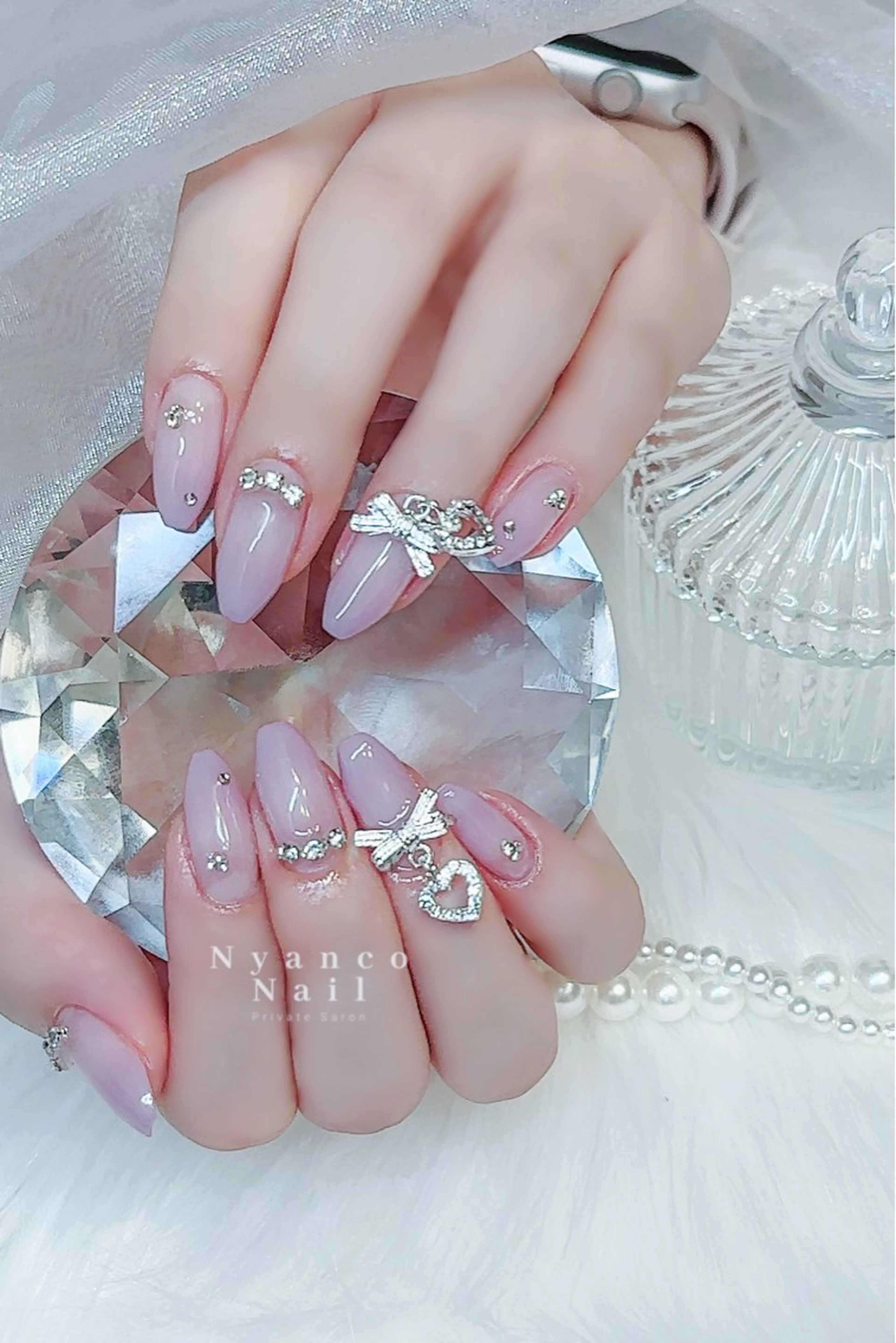 ネイル ジェルネイル グラデーション 氷ネイル・うるうるネイル キラキラネイル ロングネイル Nyanco Nailのネイルデザイン