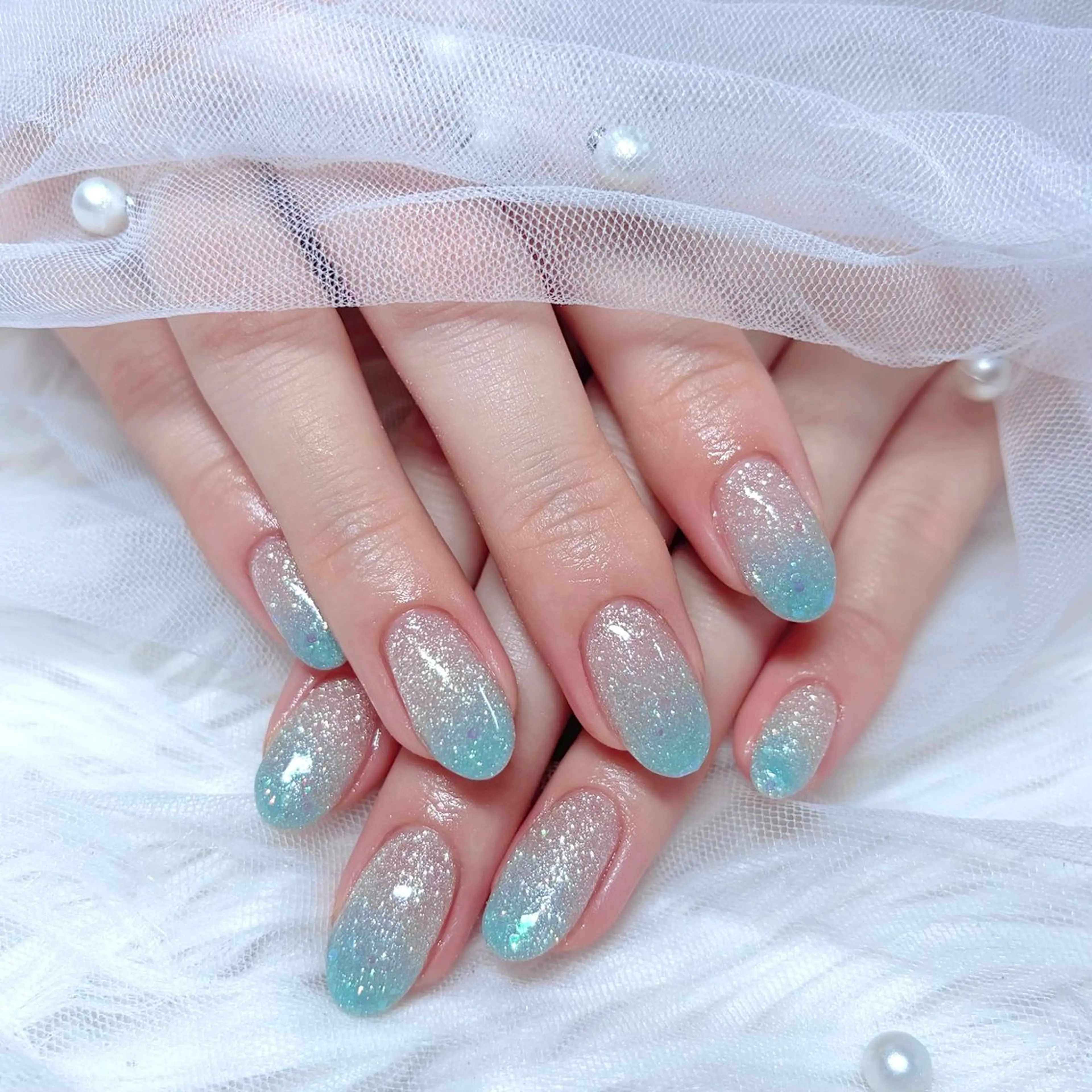 ネイル ブルー ジェルネイル グラデーション パラジェル ハンドネイル Noix nailのネイルデザイン