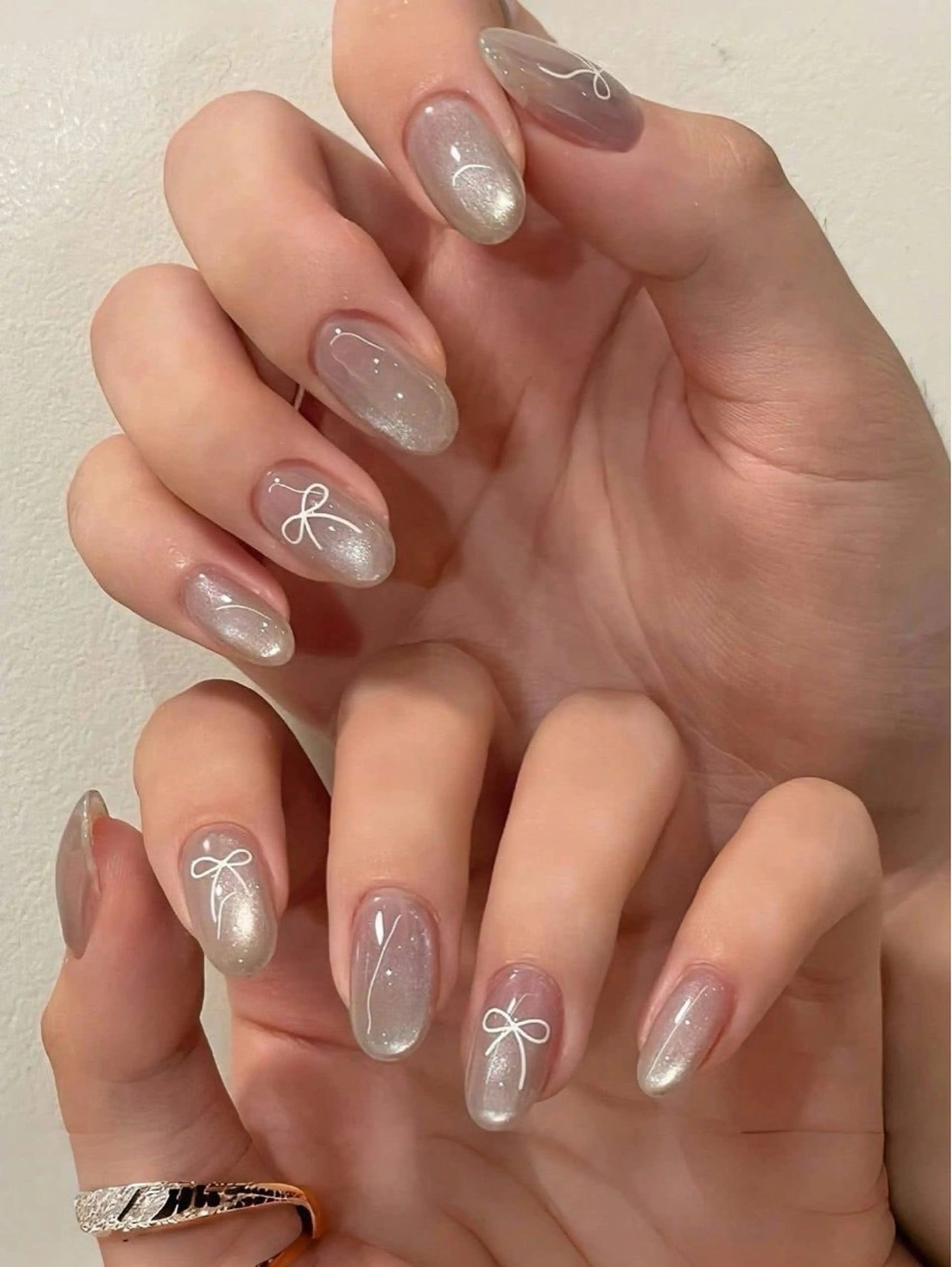 ネイル 長さ出し フレンチネイル ジェルネイル ガラスフレンチ 韓国ネイル ハンドネイル Minette nailHuongのネイルデザイン