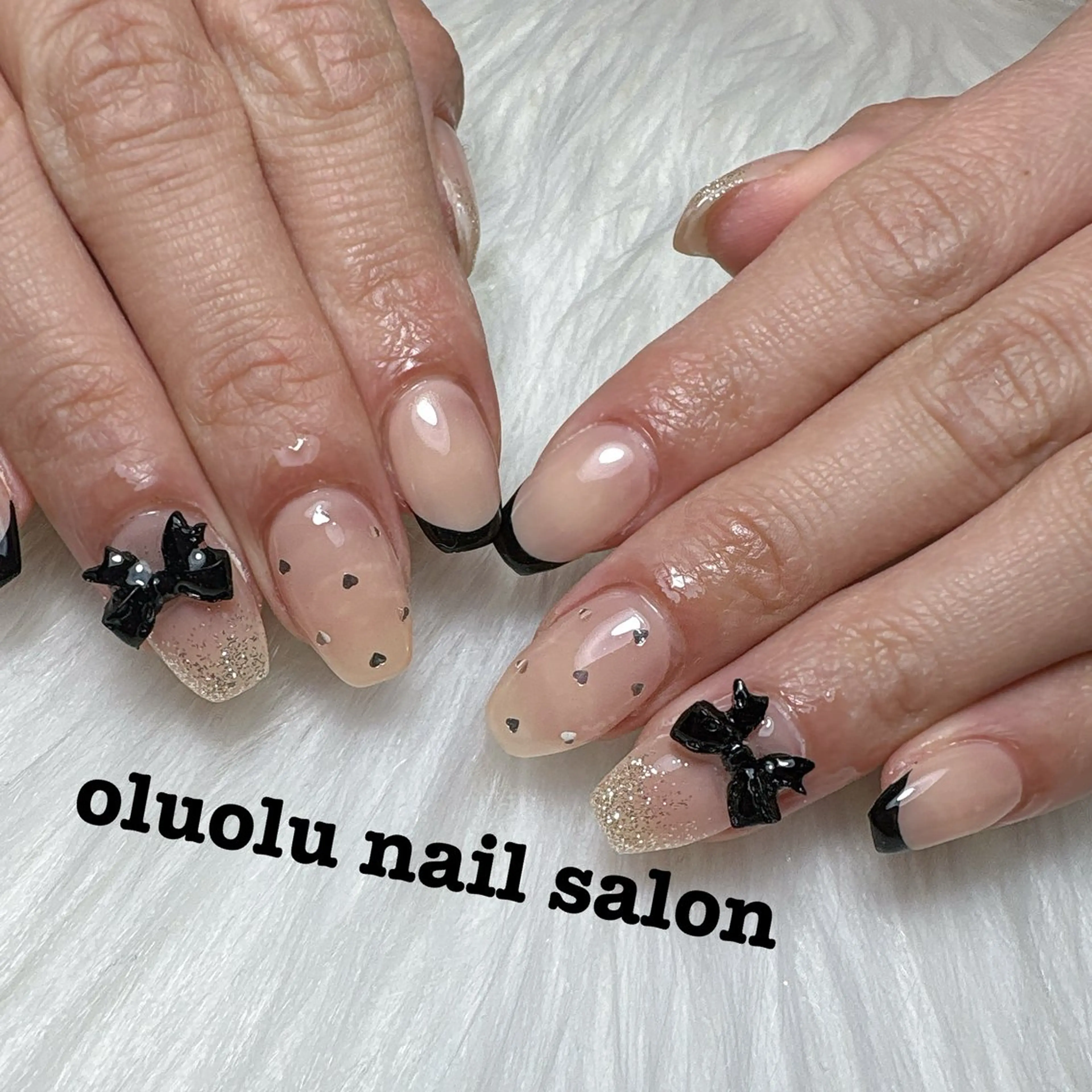 ネイル フレンチネイル リボン oluolu nailsalonのネイルデザイン
