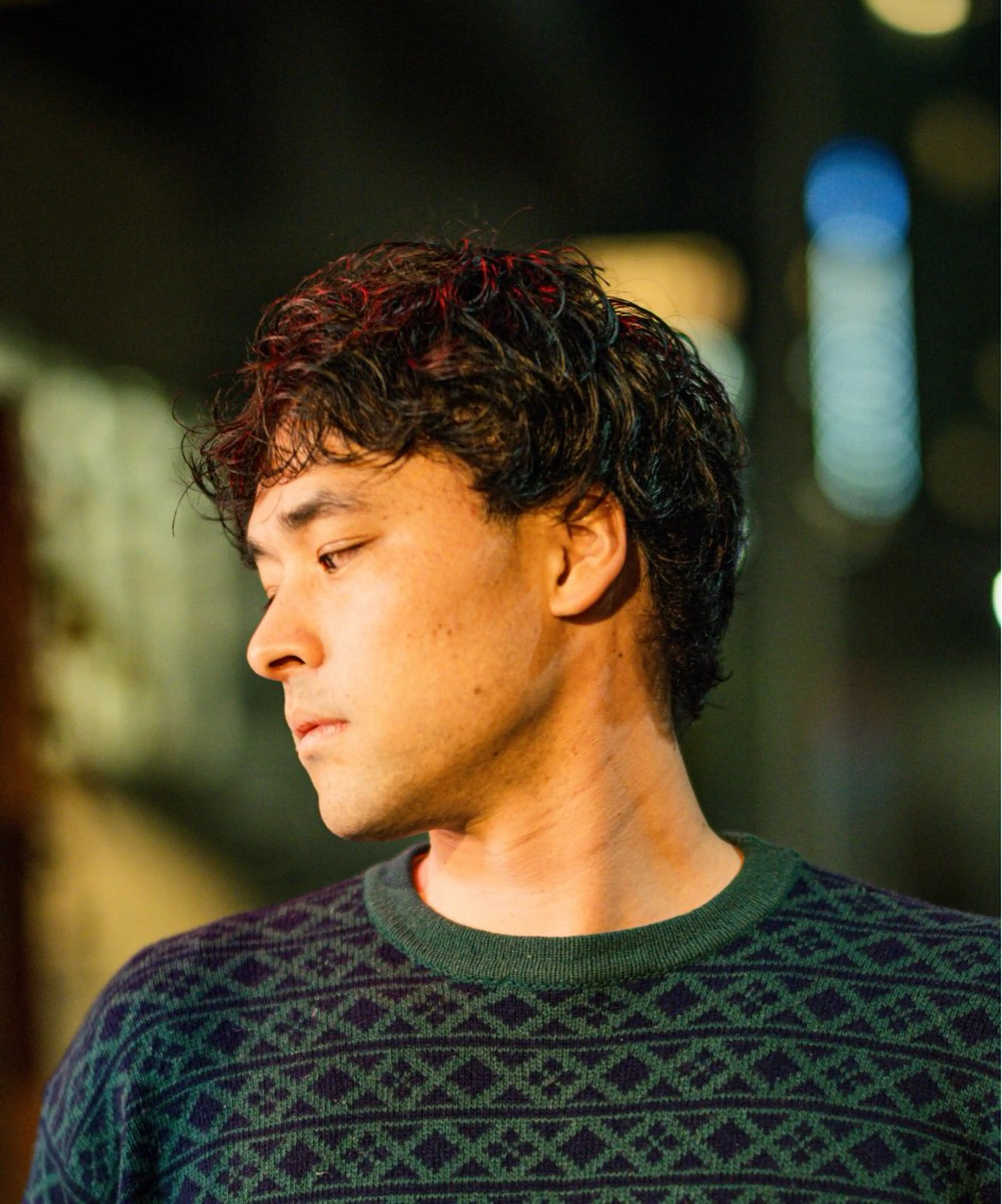 ミディアム カラー パーマ メンズ ミディアムパーマ メンズパーマ くせ毛 カット パーマ 🔗メンズサロン🔗 Kieのヘアスタイル