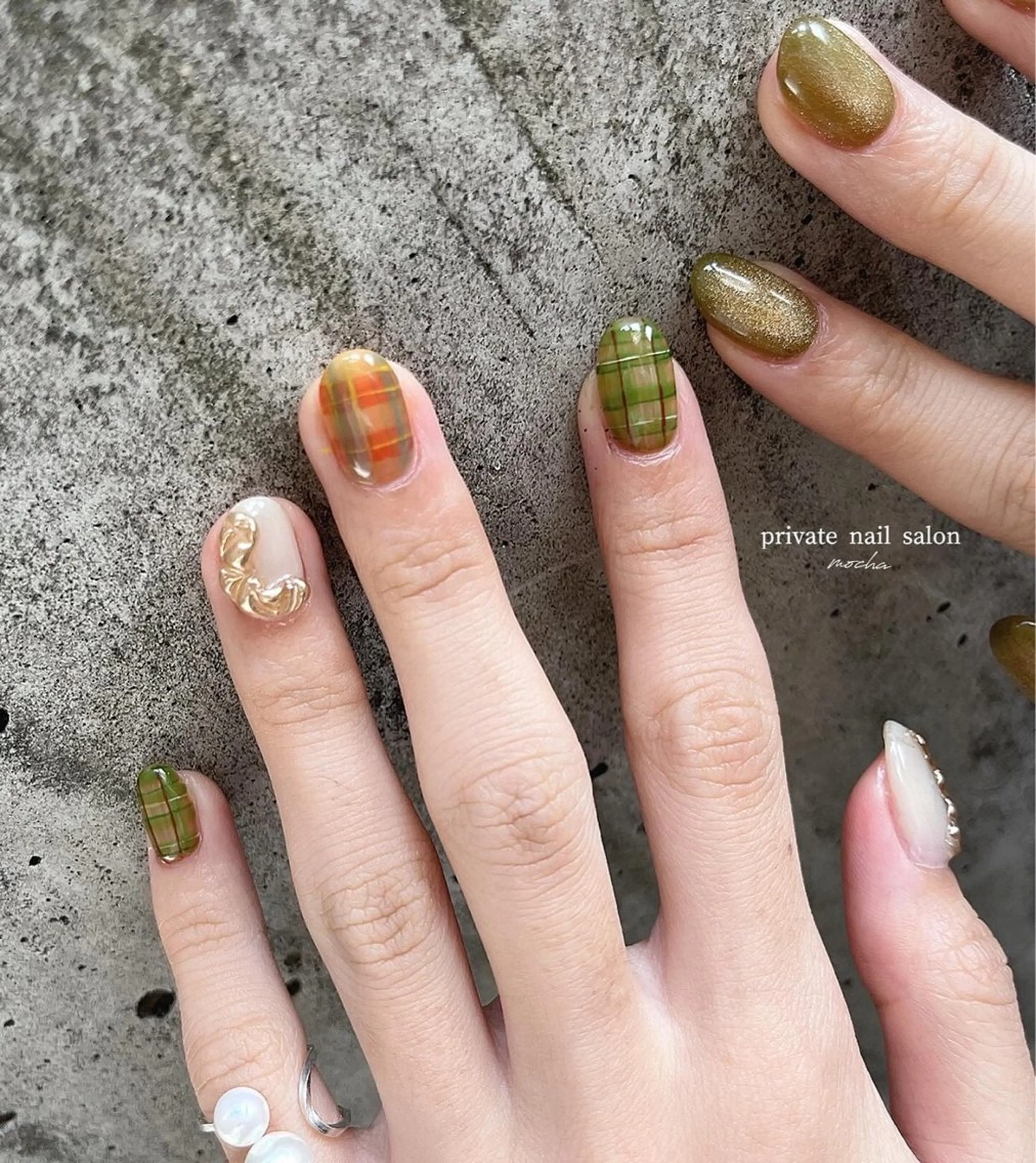 ネイル カジュアル チークネイル フレンチネイル ジェルネイル マグネットネイル ハンドネイル mocha nailのネイルデザイン