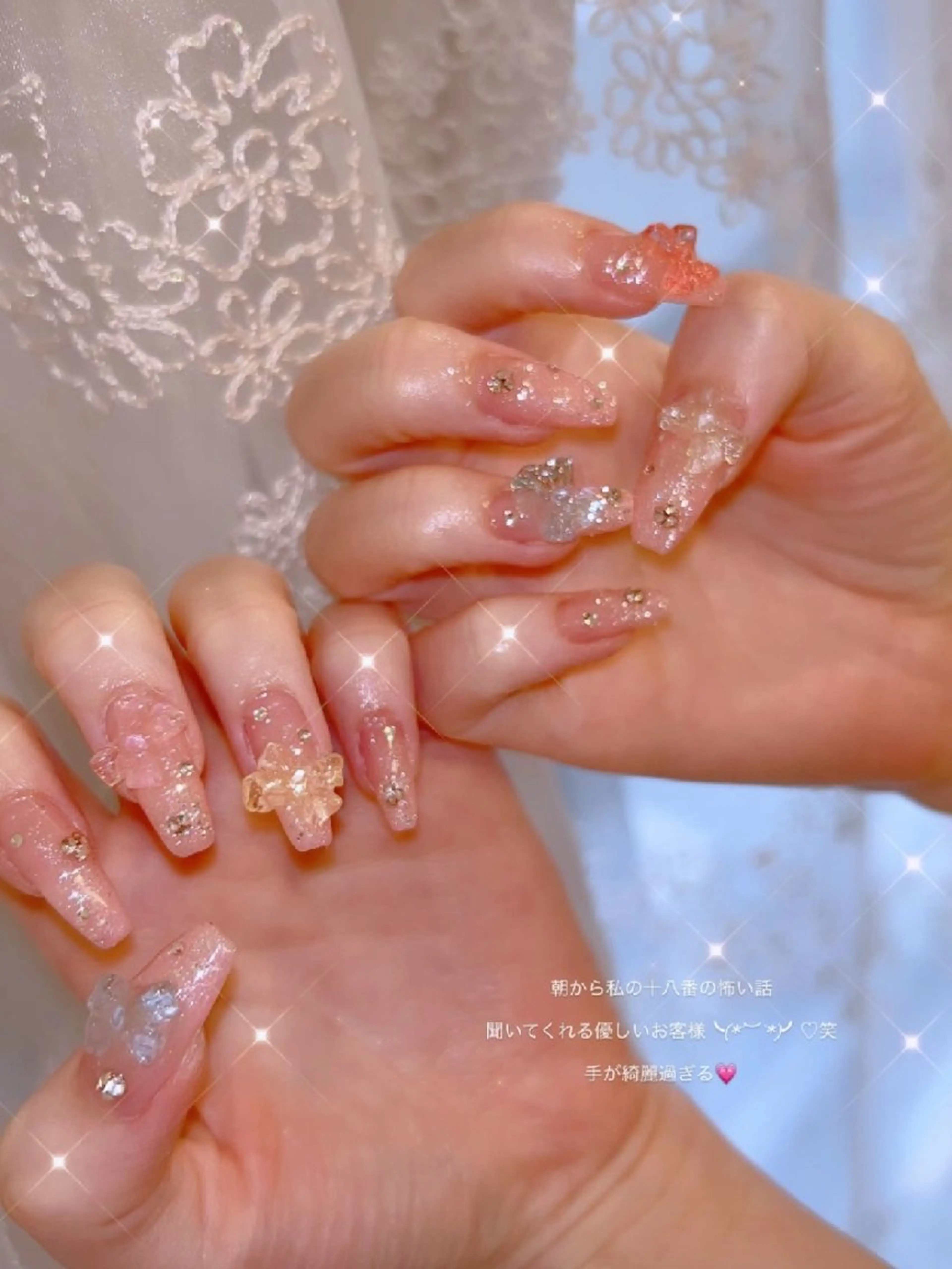 ネイル 長さ出し ジェルネイル 韓国ネイル マグネットネイル ニュアンスネイル I LOVE ME  NAIL.｡.:*♡のネイルデザイン