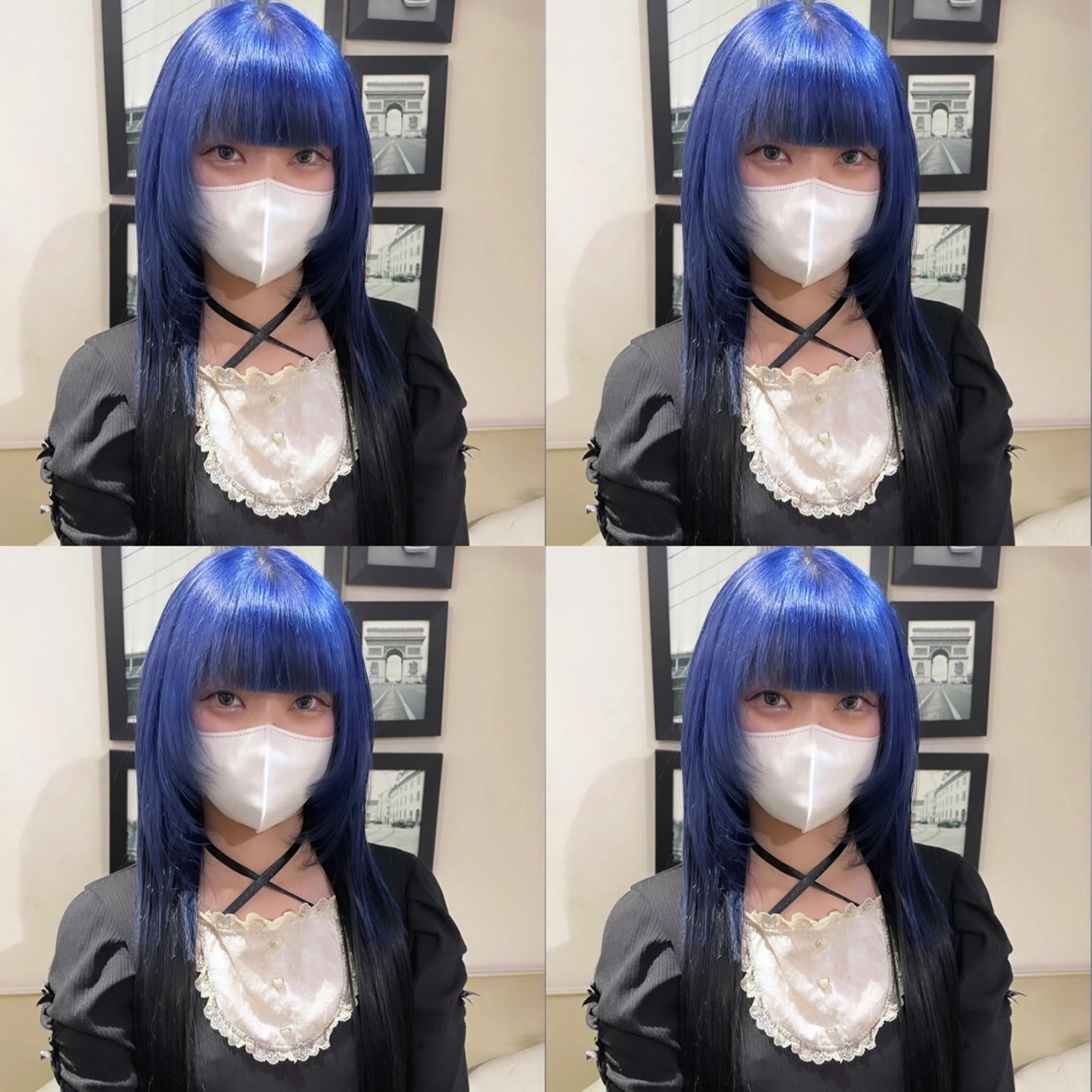 ロング カラー シールエクステ 黒髪 ブルーカラー エクステ 🌟トップデザイナー 高橋🌟のヘアスタイル