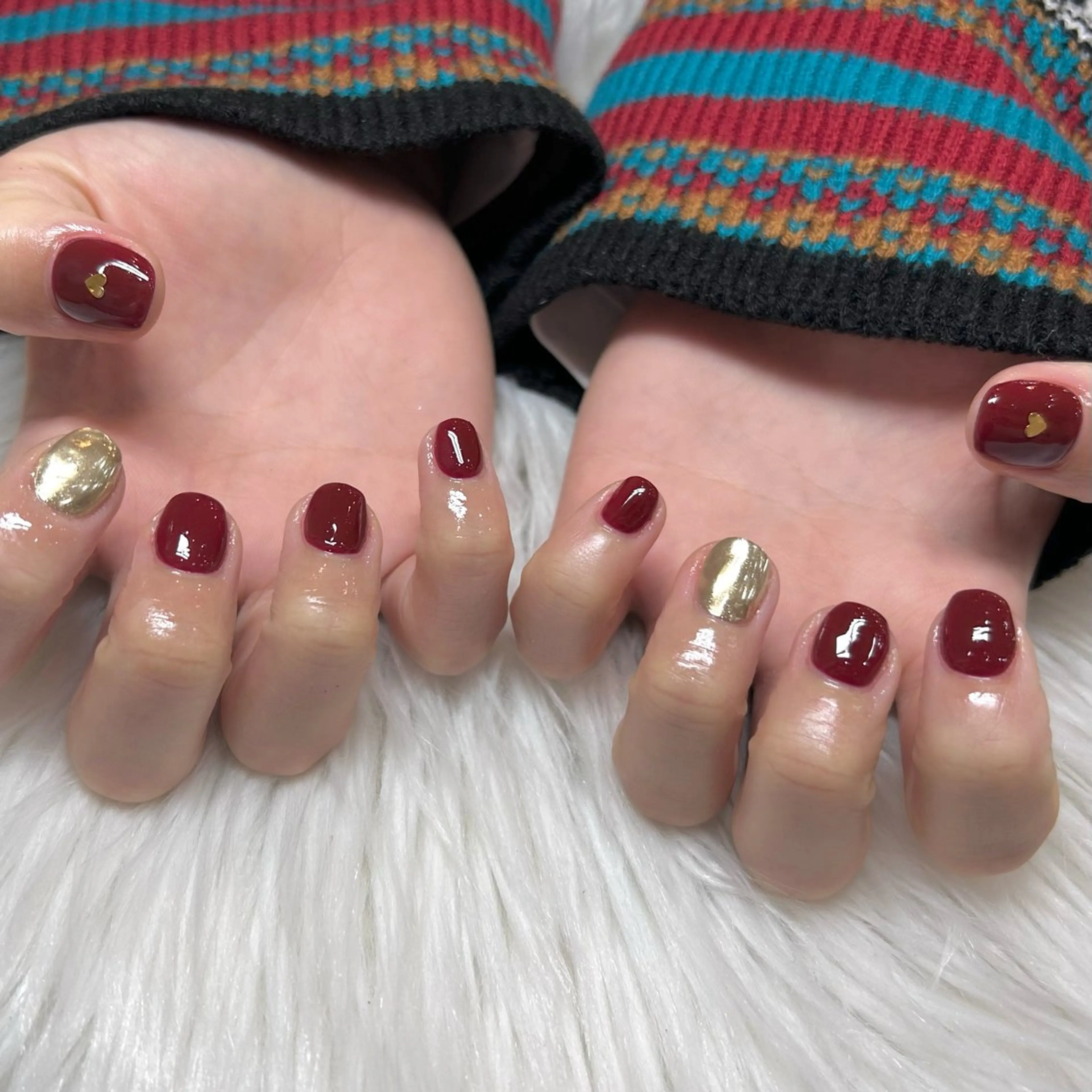 ネイル ハート ミラーネイル SOARE TADAのネイルデザイン