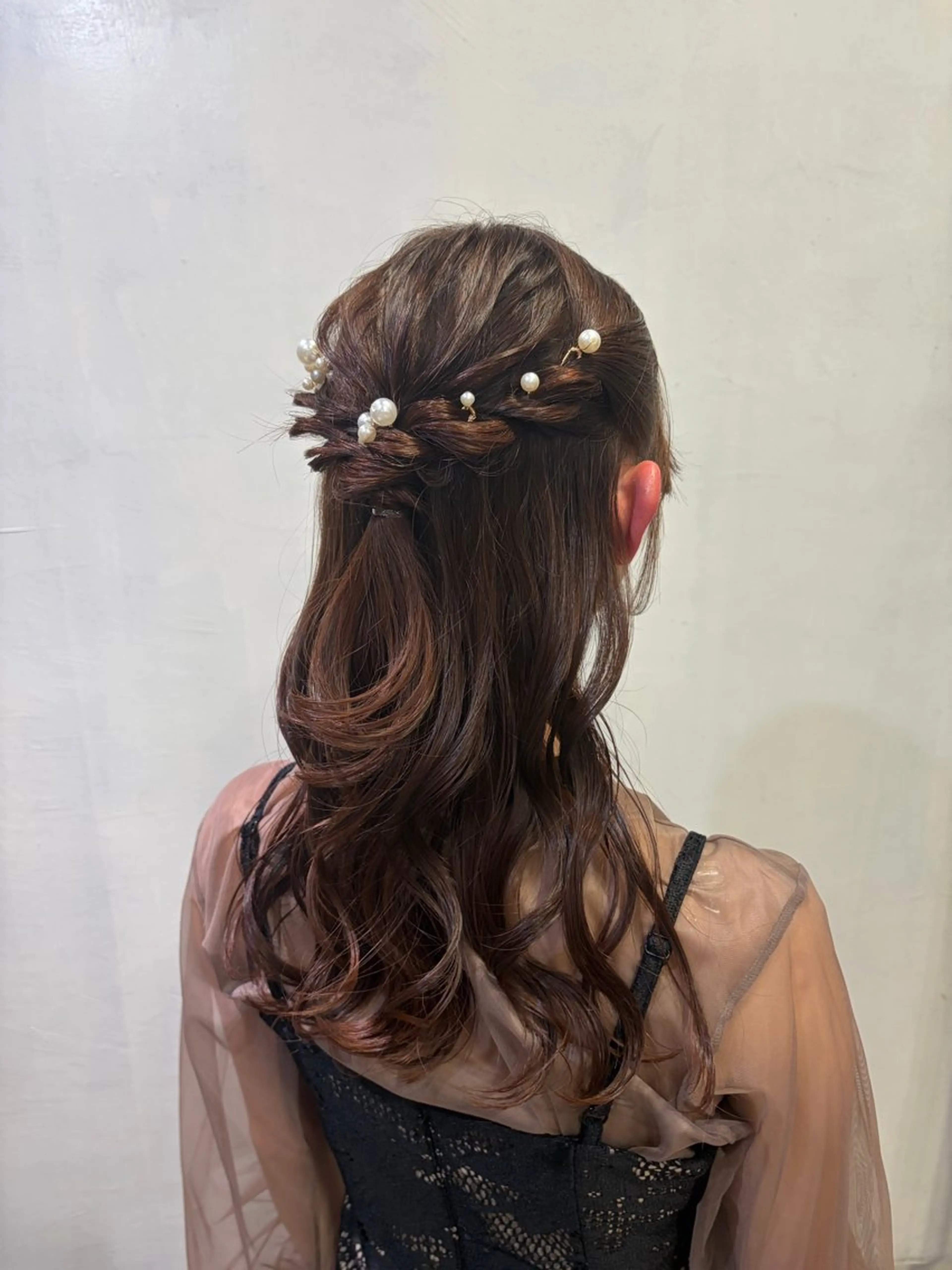 ミディアム ヘアアレンジ ハーフアップ ヘアセット 髪質改善特化🥣🫧 天神美容室のヘアスタイル