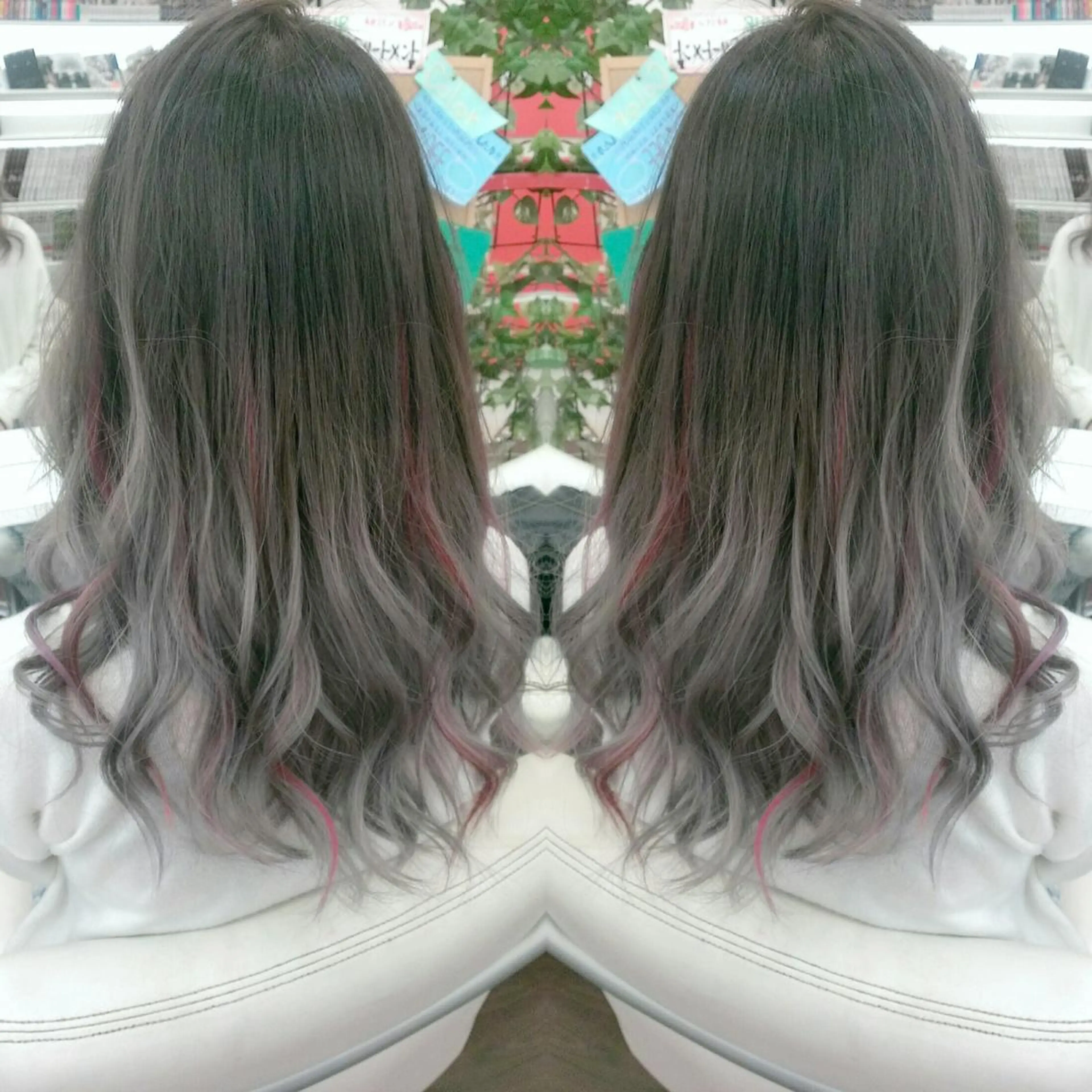 ミディアム カラー グラデーションカラー ハイライトカラー ピンクカラー ハイライト 植田 /エクステ /ブリーチ/髪質改善のヘアスタイル