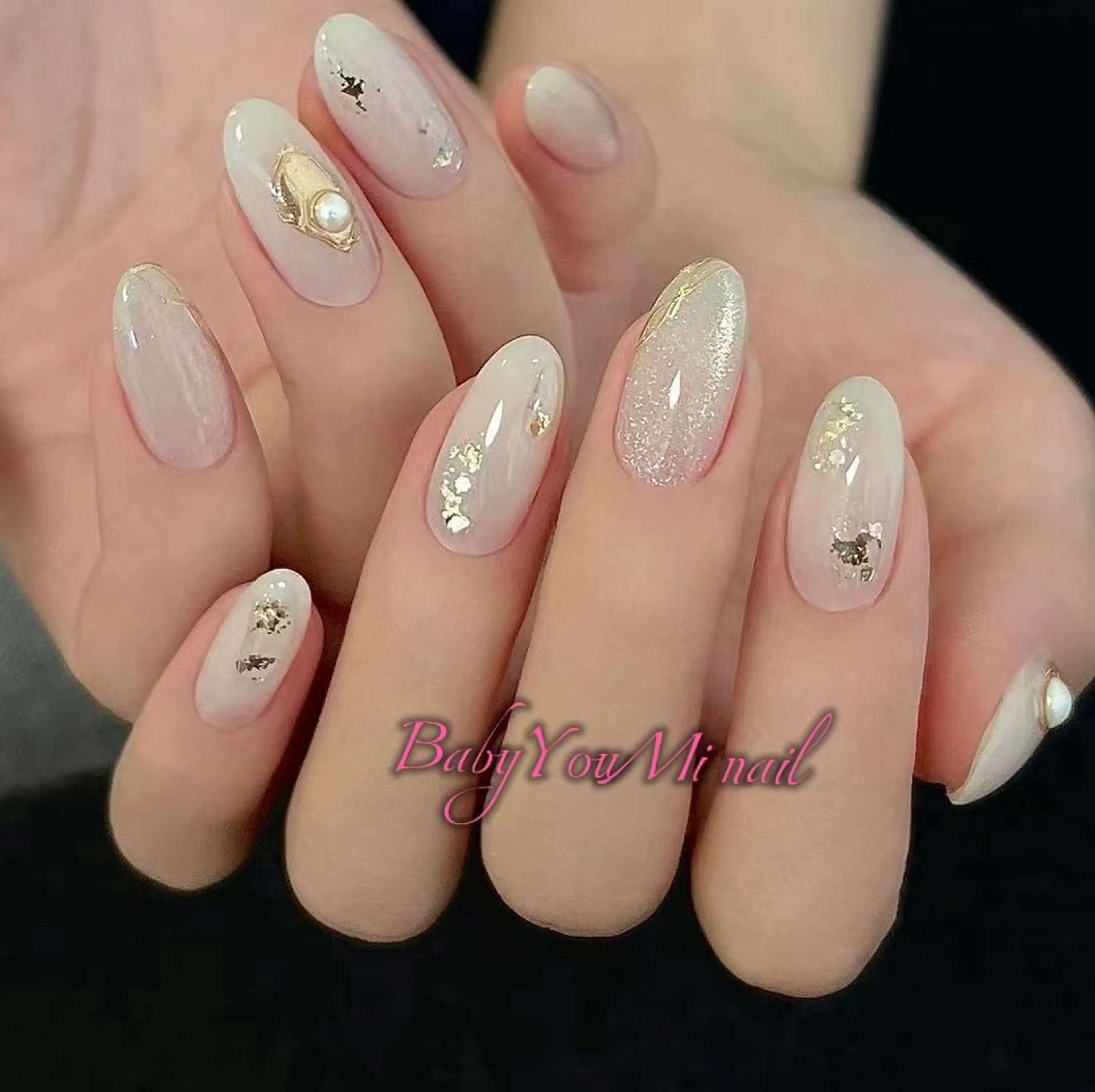 ネイル オーロラネイル フラワーネイル フットネイル フレンチネイル ジェルネイル ハンドネイル BabyYouMi nailのネイルデザイン