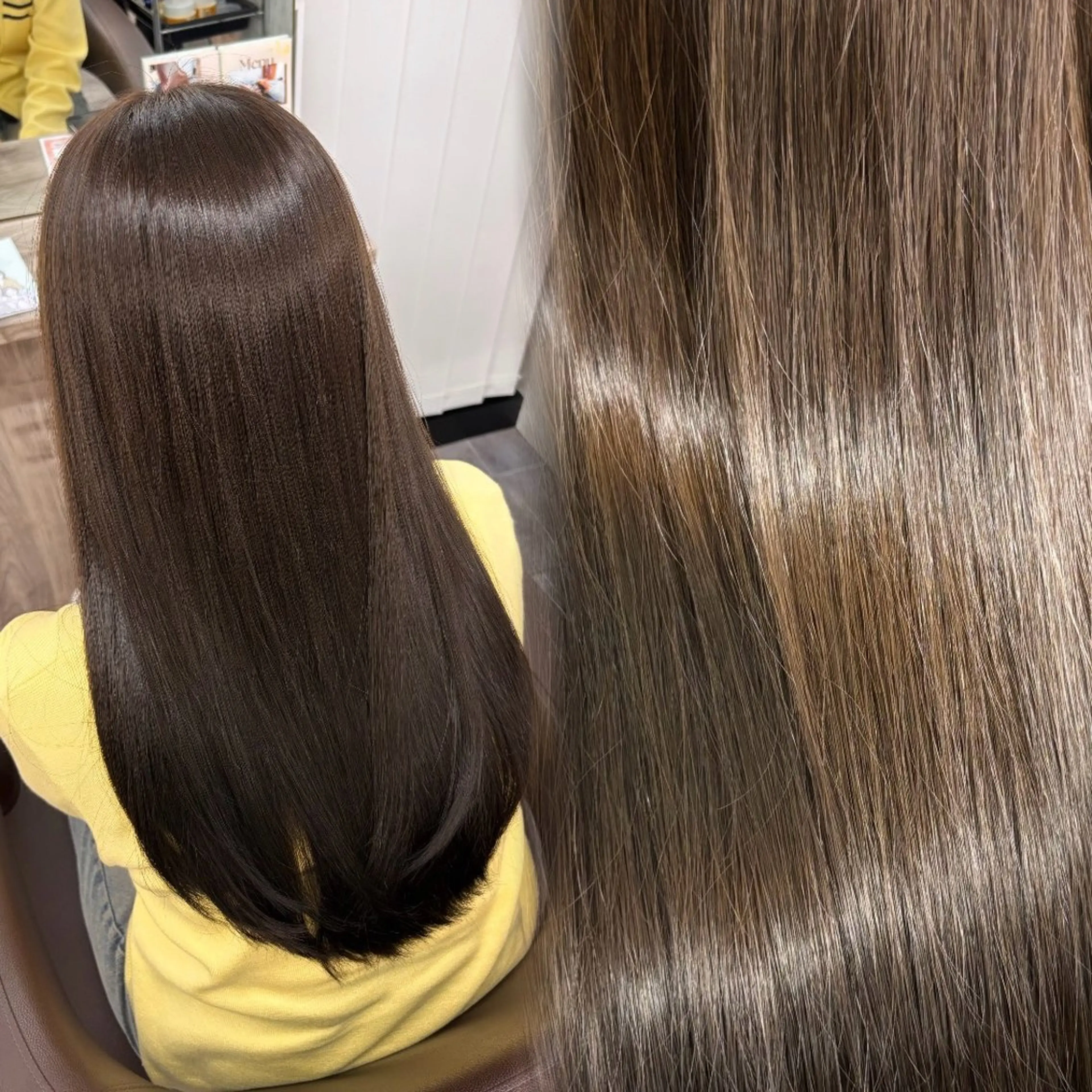 ロング カラー グレージュ オリーブグレージュ オリーブグレー ヘアカラー 艶髪/韓国ヘア/ 透明感カラー/ トワのヘアスタイル