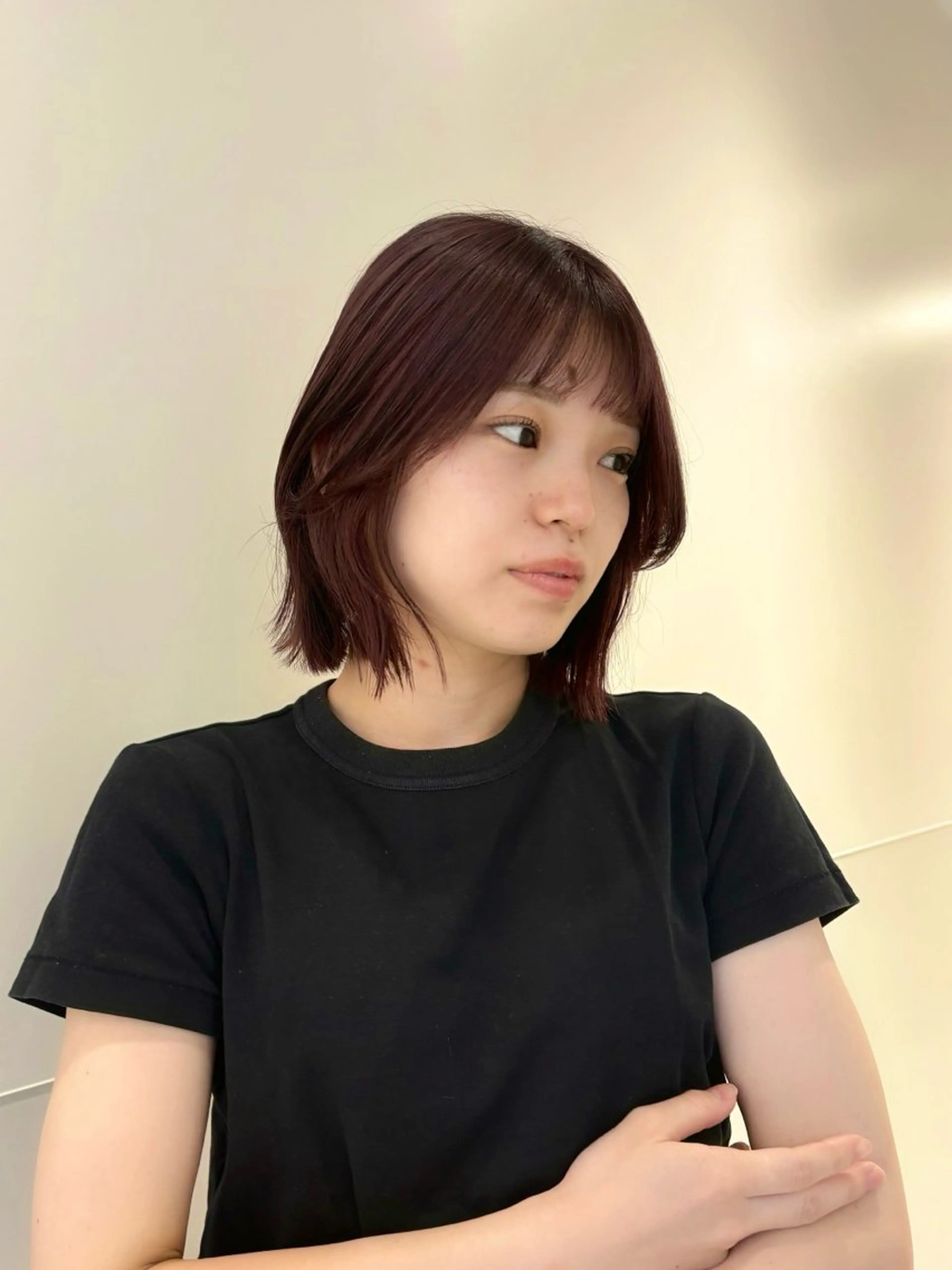 ショート カラー パーマ ヘアアレンジ メンズ 切りっぱなしボブ メンズ韓国風 ボブ くせ毛 髪質改善 韓国ボブ/髪質改善 ニュアンス特化RYOのヘアスタイル
