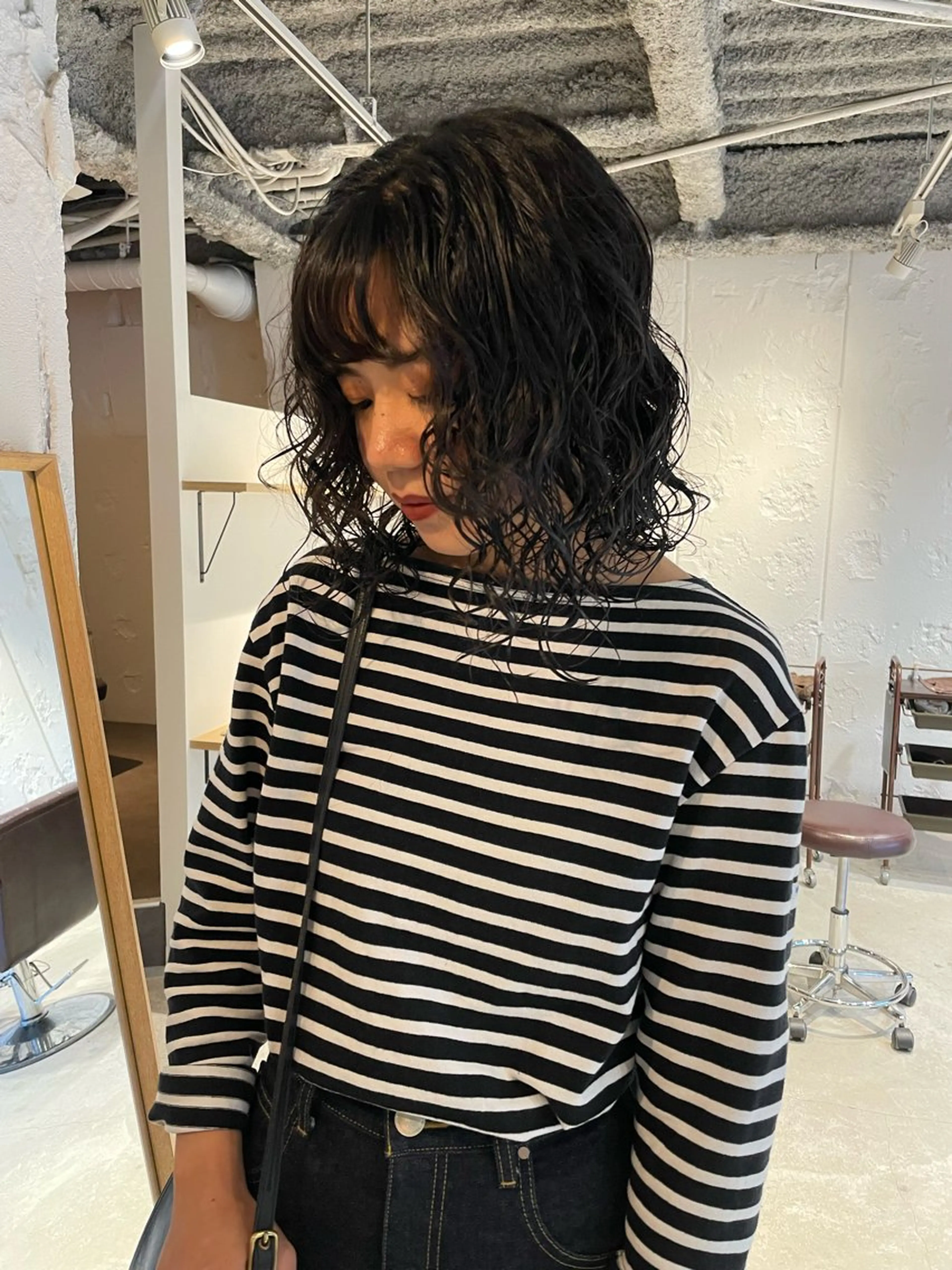 ミディアム カラー パーマ ミディアムパーマ ニュアンスパーマ レイヤー×初 パーマ|hinakoのヘアスタイル