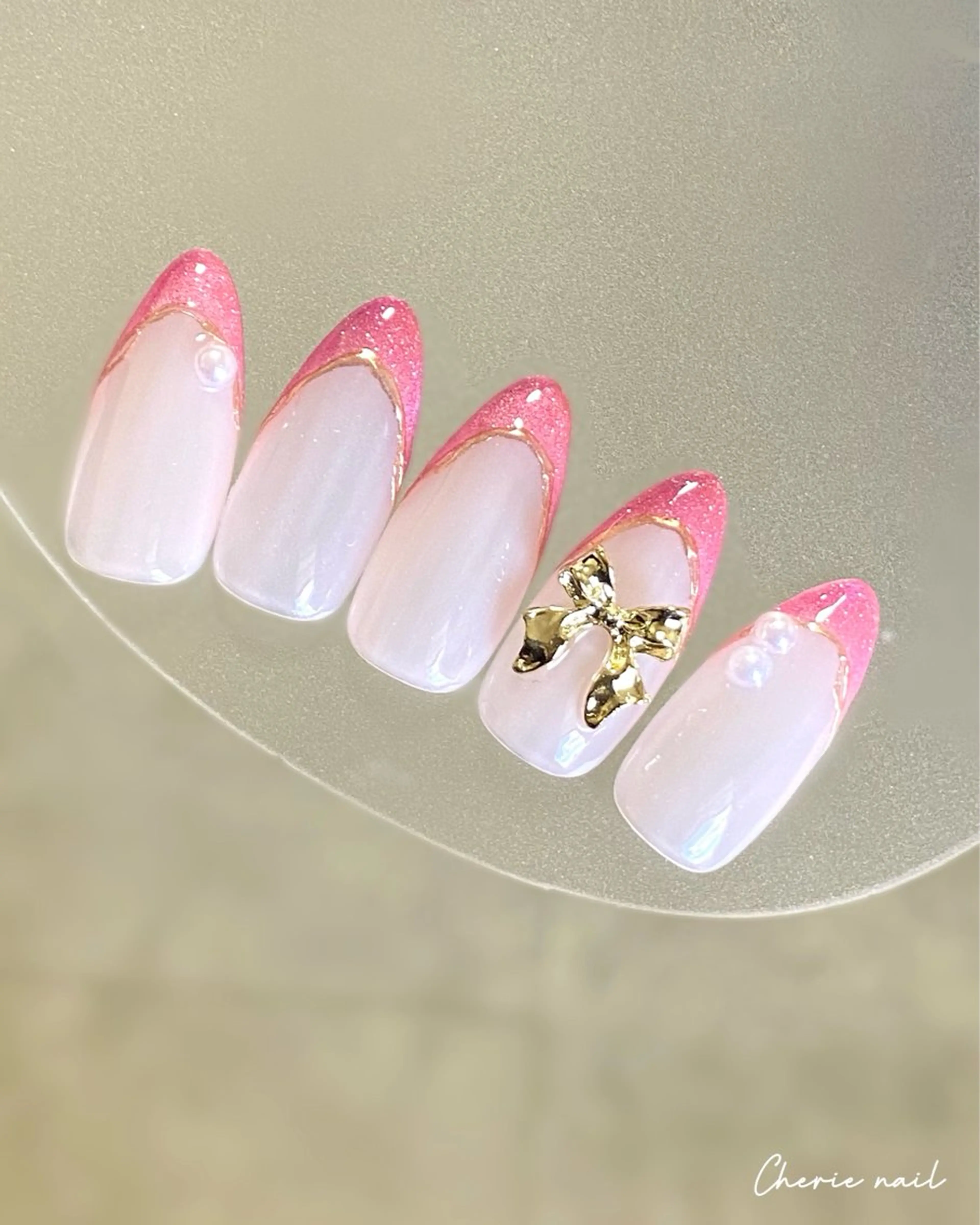 ネイル ジェルネイル マグネットネイル ミラーネイル オフィスネイル リボン ハンドネイル Cherienail yunaのネイルデザイン
