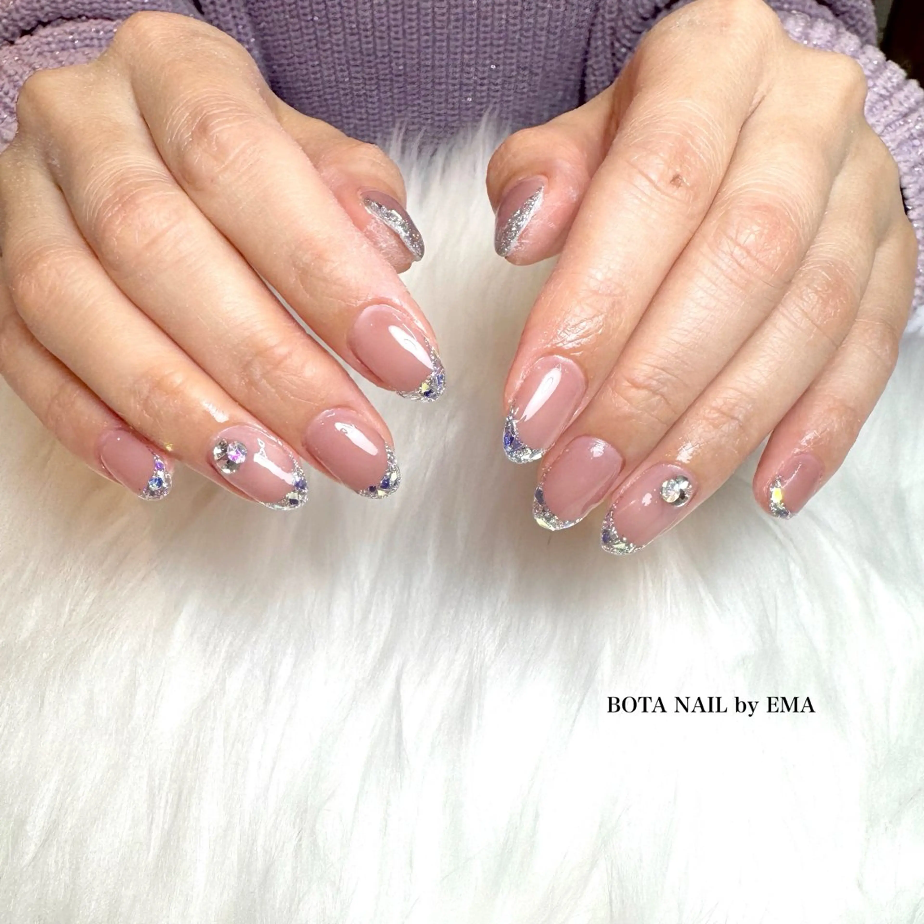 ネイル フレンチネイル ジェルネイル ガラスフレンチ パラジェル ハンドネイル BOTANAIL. EMAのネイルデザイン