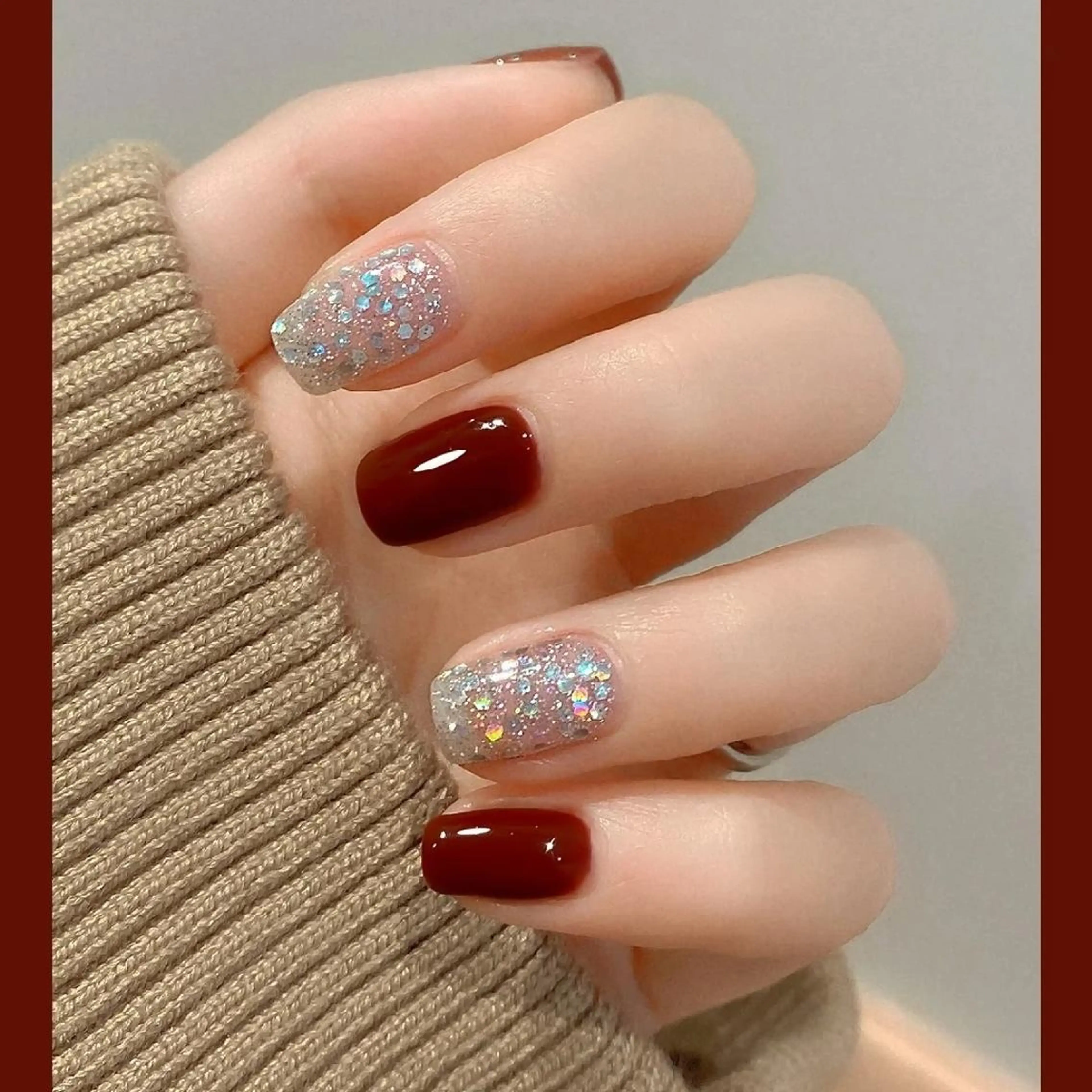 ミディアム ネイル シンプルネイル ネイリストゆか💅 長さだし、深爪矯正のネイルデザイン