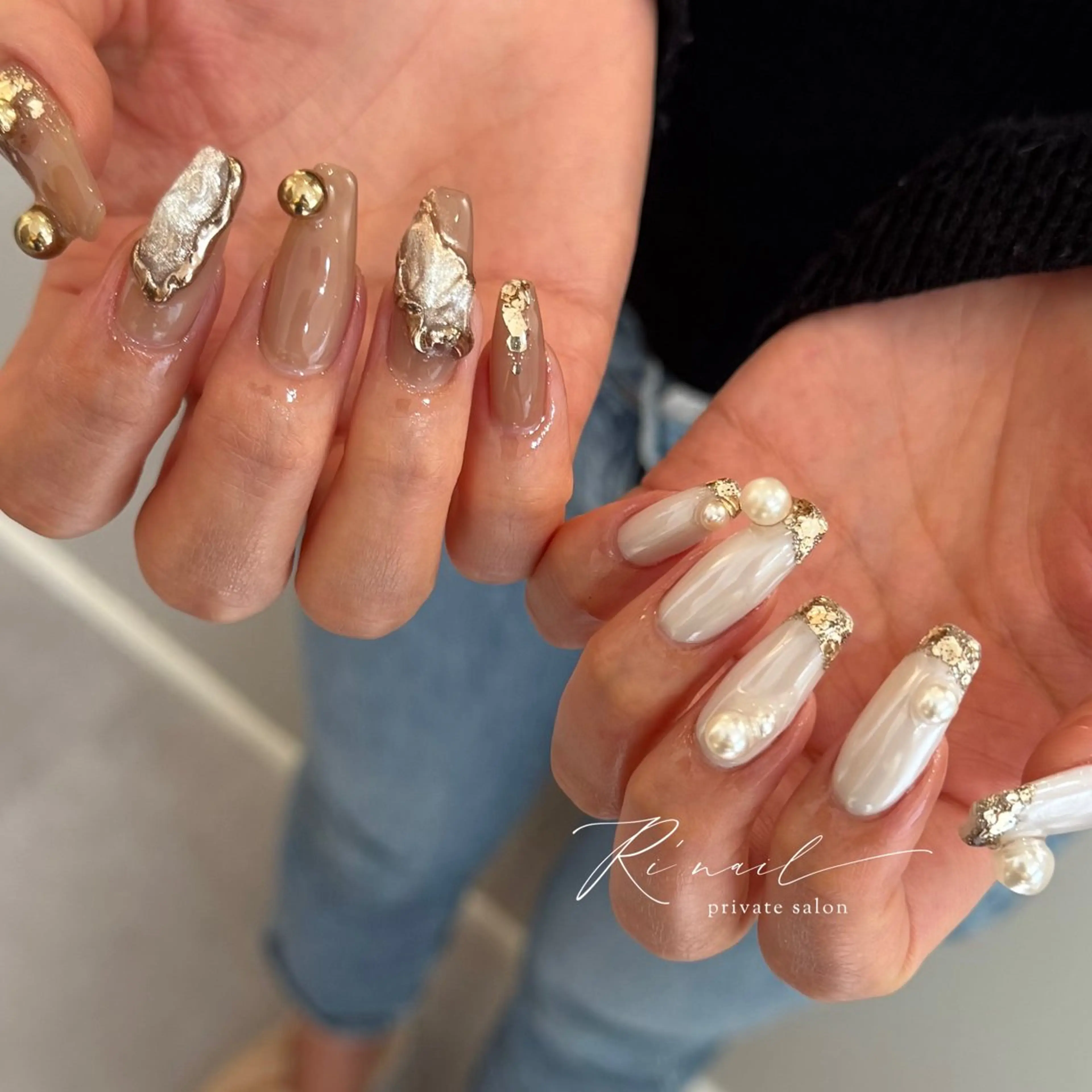 ネイル ロングネイル ホワイト ISHIWATA LINAのネイルデザイン