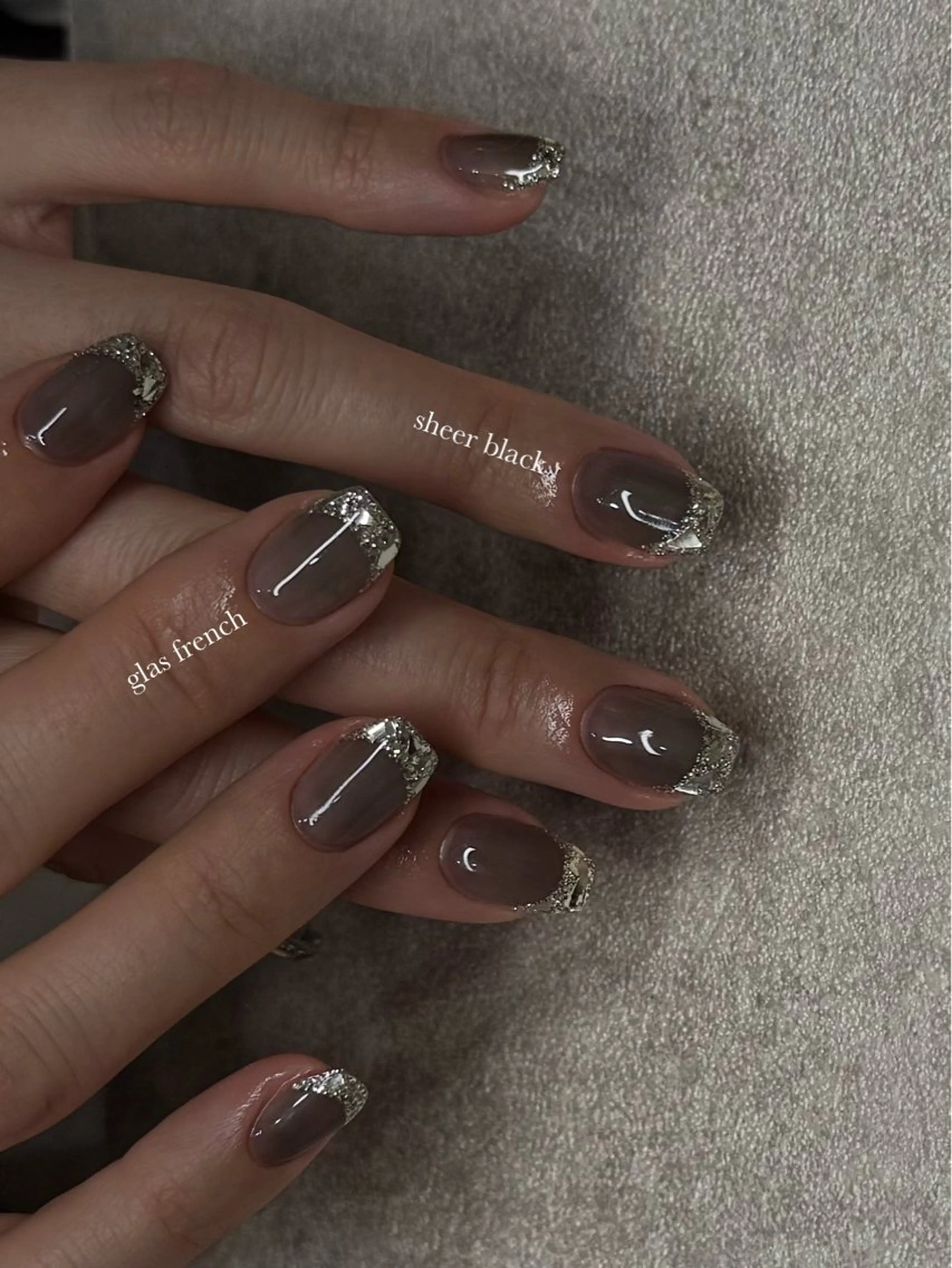 ネイル フレンチネイル ガラスフレンチ Lusso Cocoroのネイルデザイン