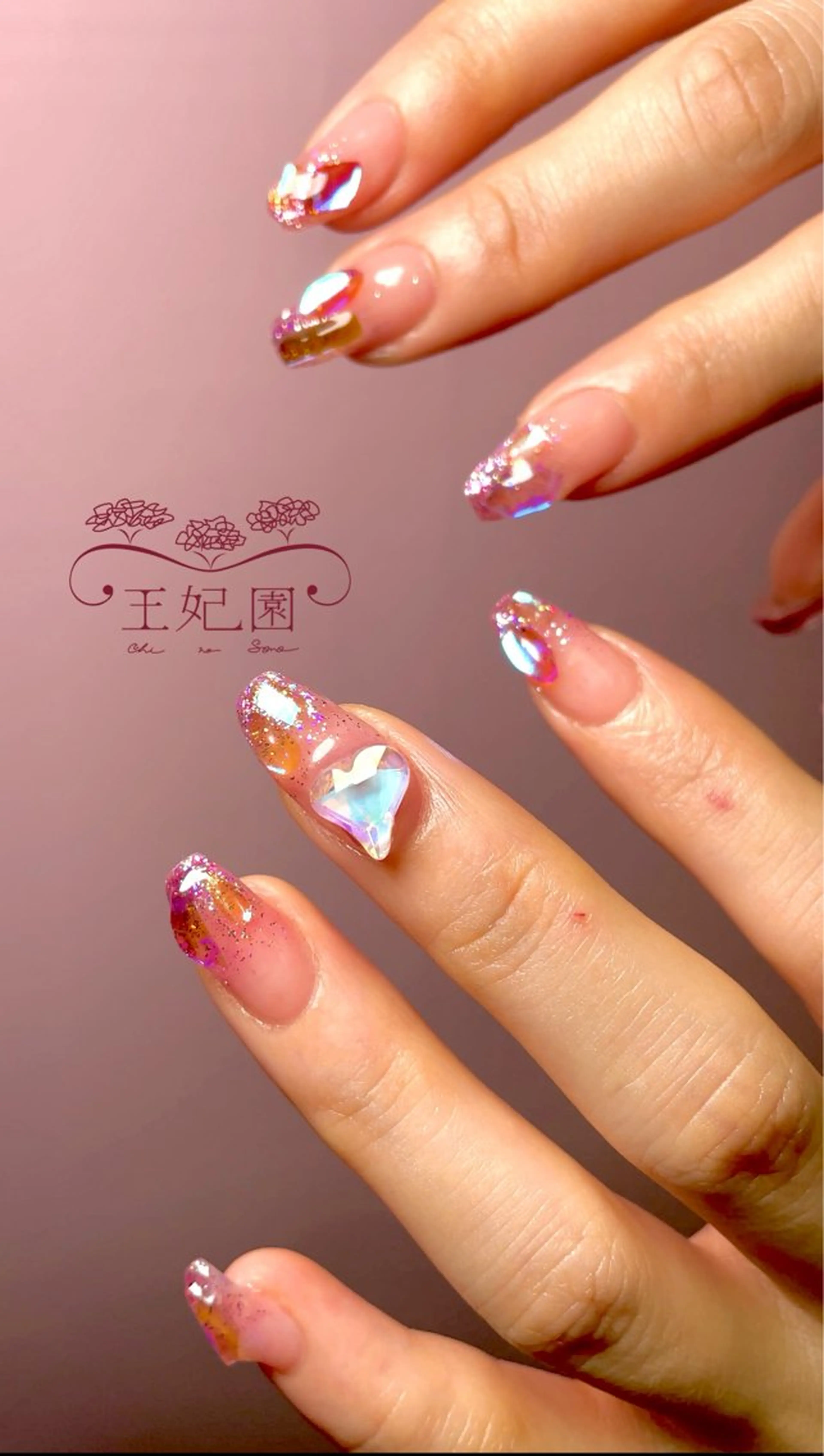 ネイル ハート 氷ネイル・うるうるネイル マグネットネイル ワンホンネイル nail salon王妃の園所属・王妃の園 ohinosonoのネイルデザイン