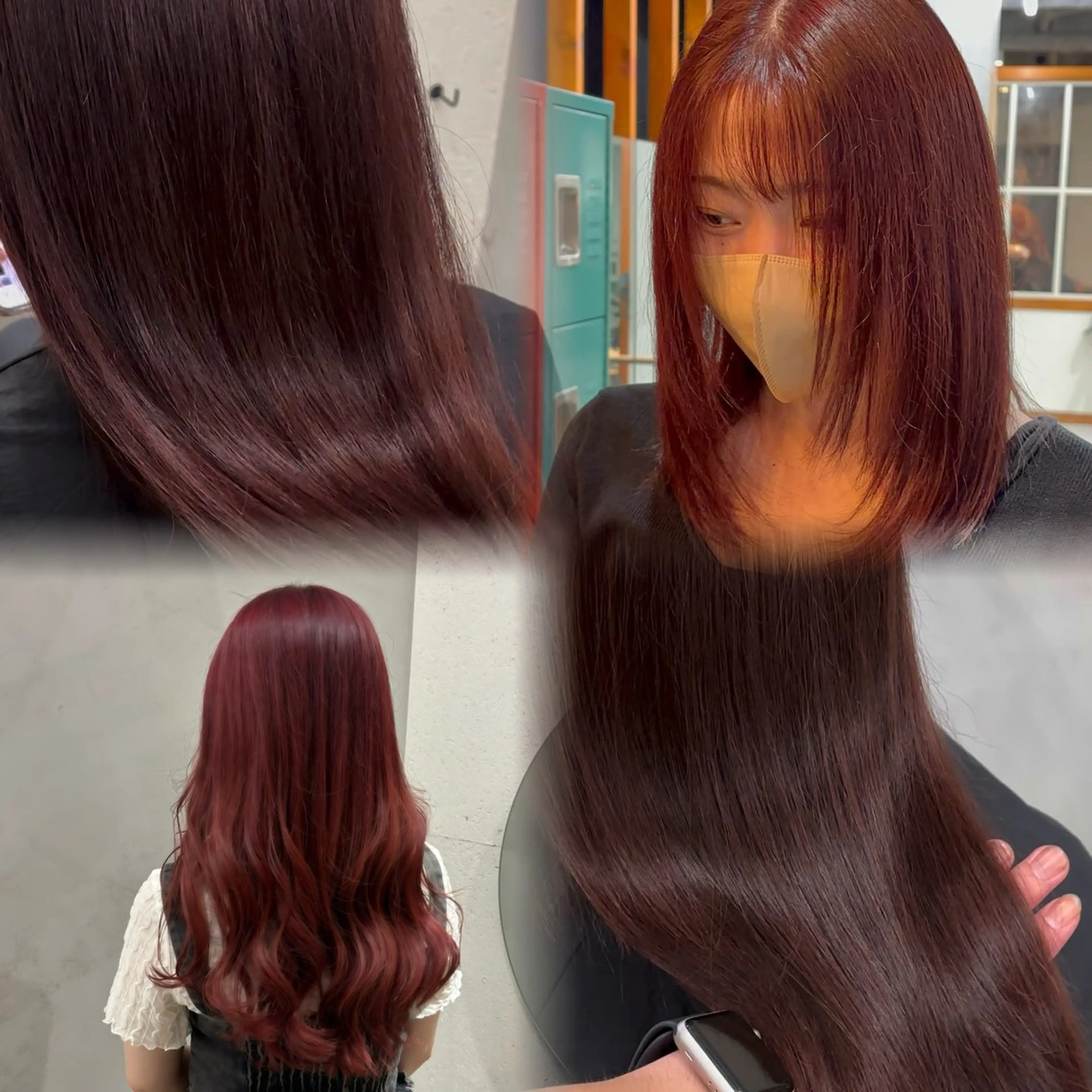 カラー ボルドーカラー ヘアカラー トリートメント ヘッドスパ ヘアセット オカベ ショウマのヘアスタイル