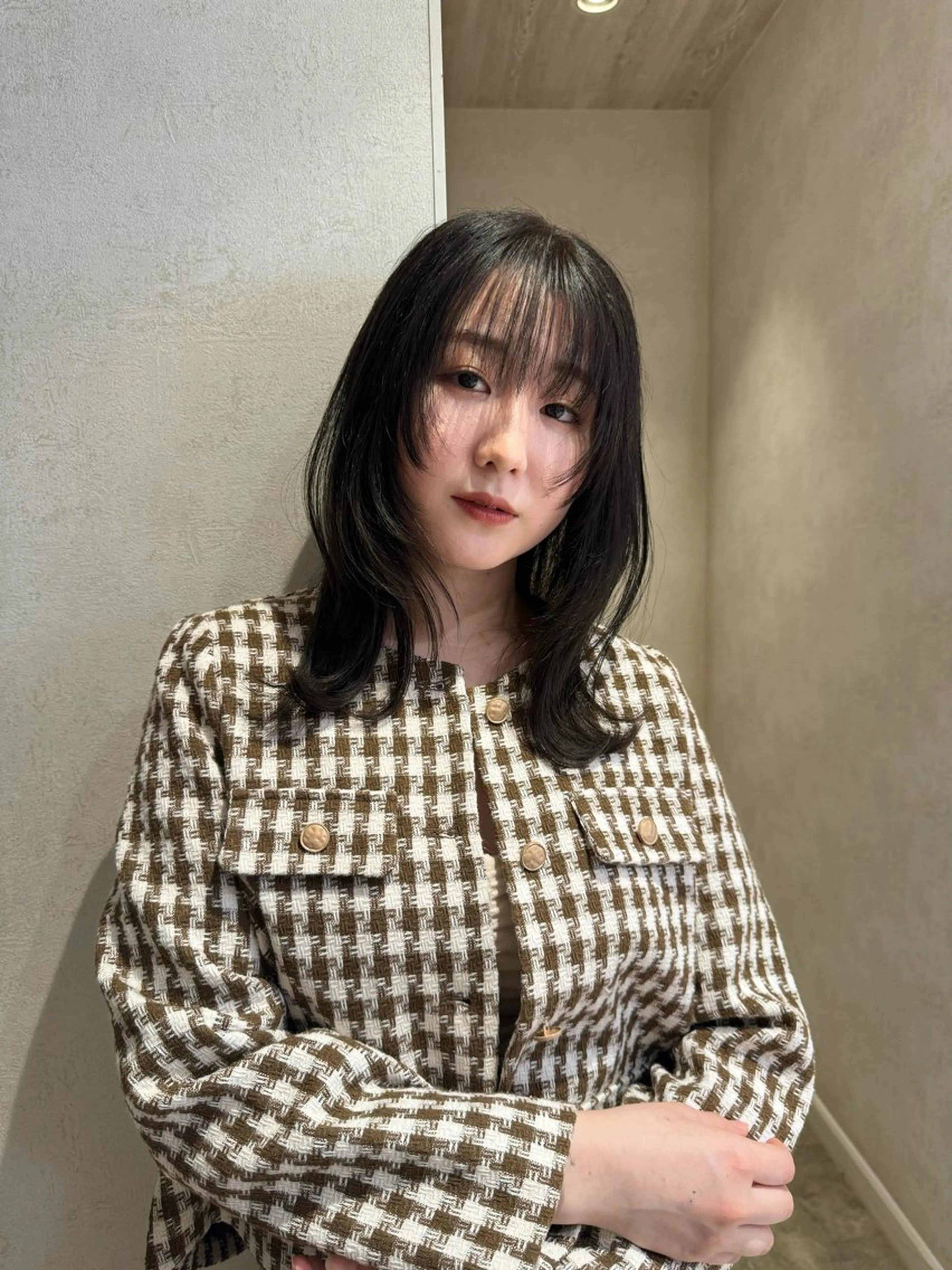 ミディアム カラー くびれヘア カット 縮毛矯正 カラー/レイヤー/ 髪質改善/PAAQのヘアスタイル