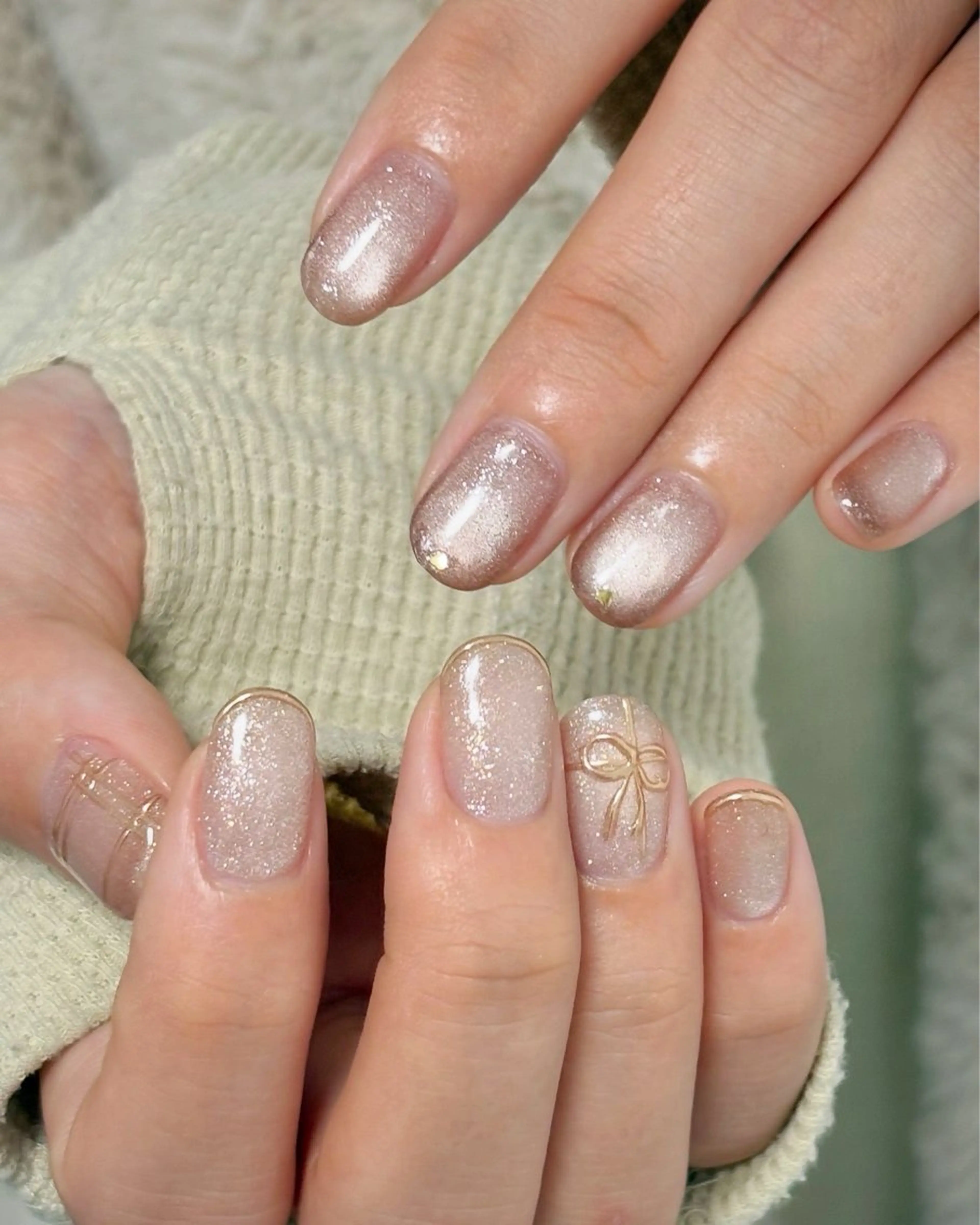 ネイル 成人式 ハート マグネットネイル ワンカラーネイル リボン フットネイル Lull ネイル/ HBL/ハンドケアのネイルデザイン