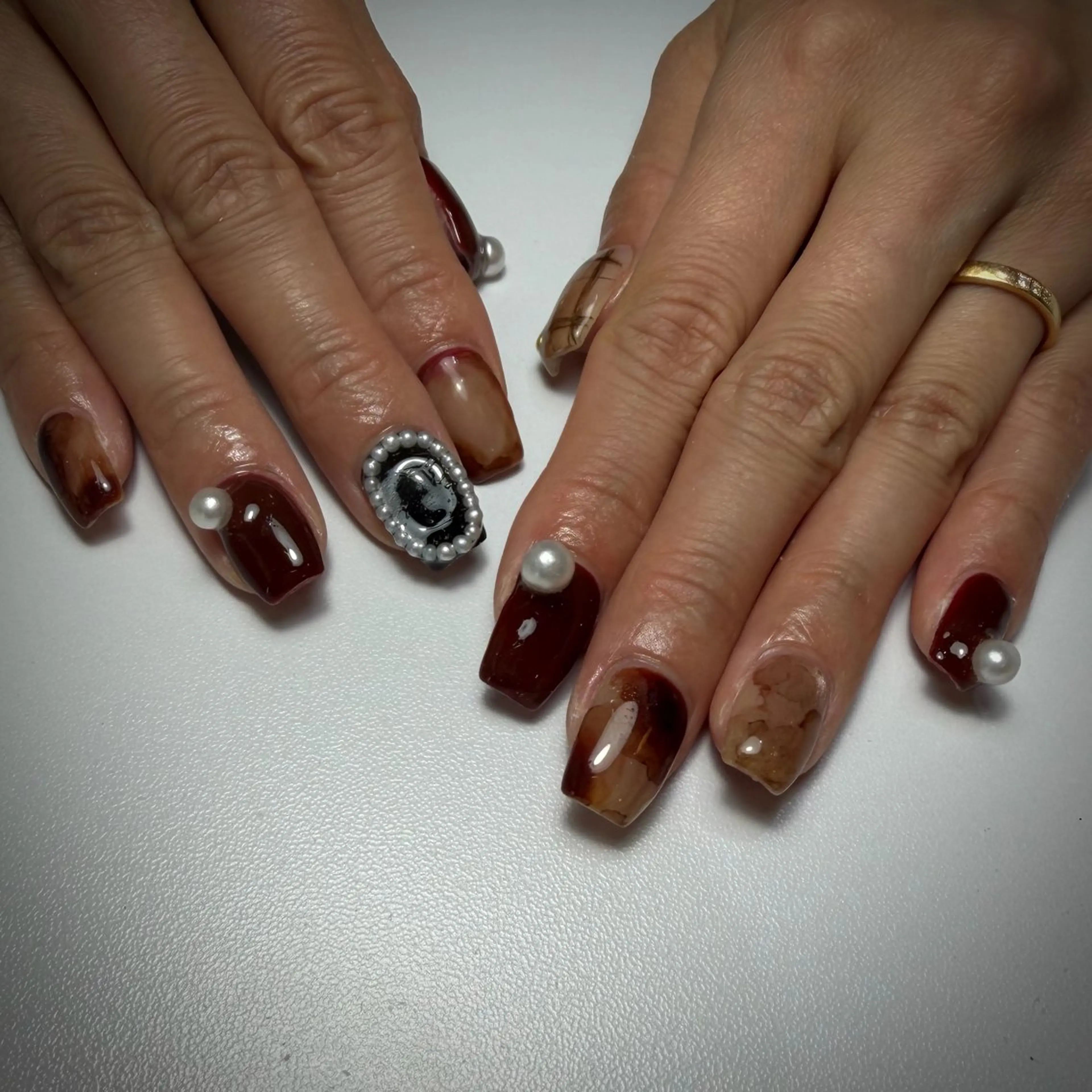 ネイル アートネイル ブラウン ジェルネイル 持ち込み ニュアンスネイル ハンドネイル Nail mood /アートし放題のネイルデザイン