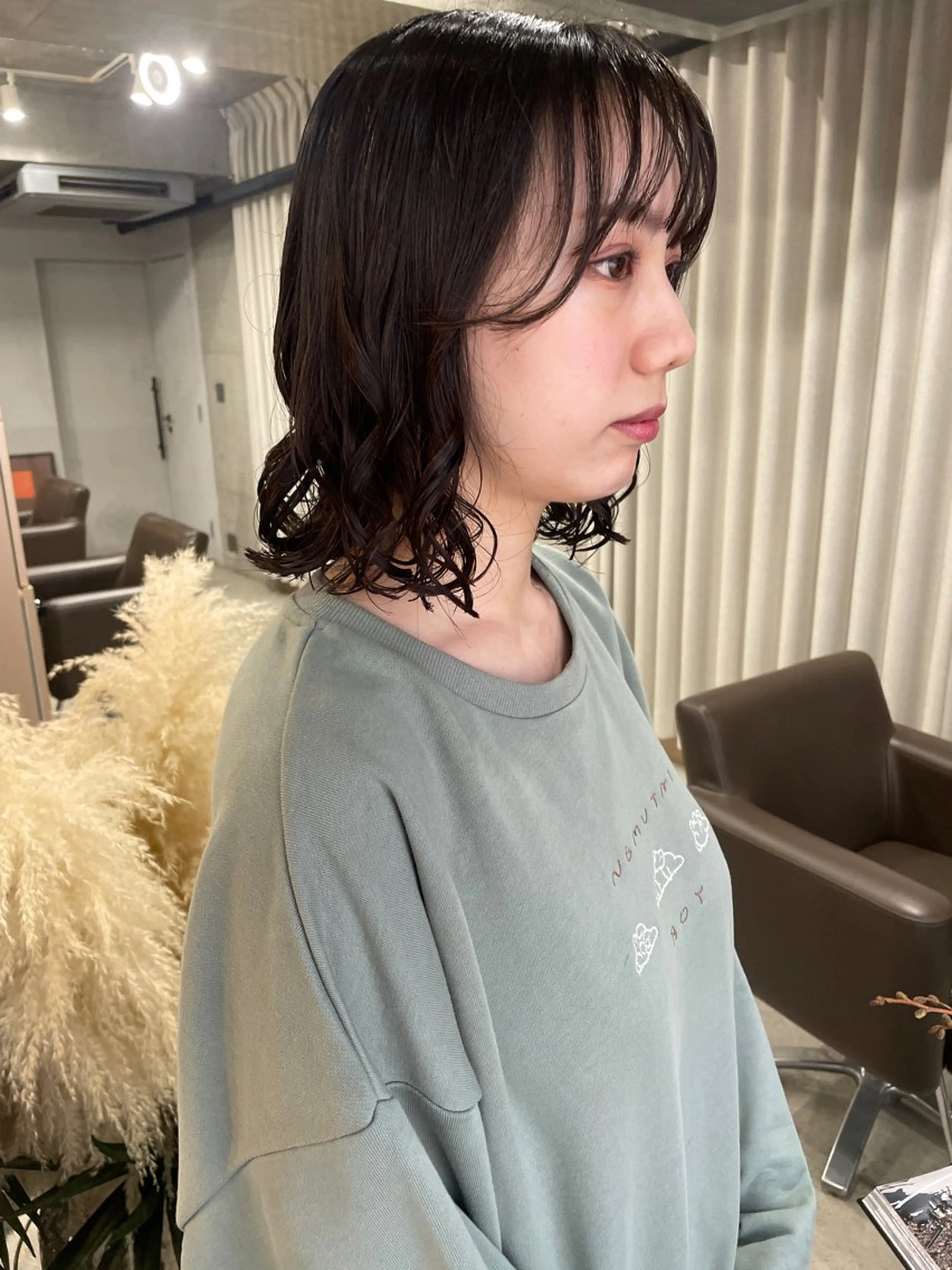 ミディアム カラー パーマ カット パーマ 表参道/赤み無し 透明感 colorのヘアスタイル