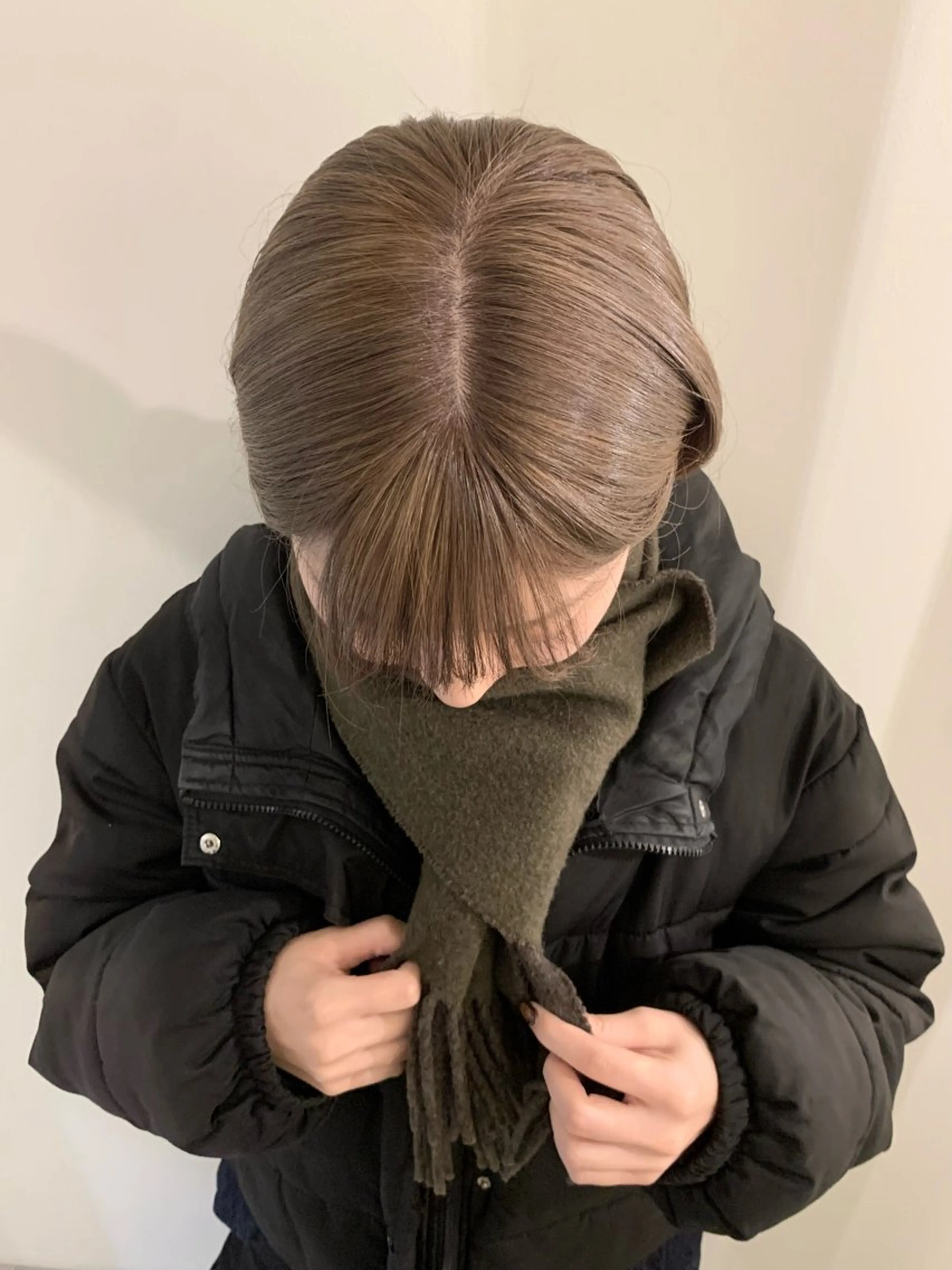 ロング カラー ベージュカラー ブリーチ ミルクティーベージュ カット ヘアカラー 落合希 Olivebeigeのヘアスタイル