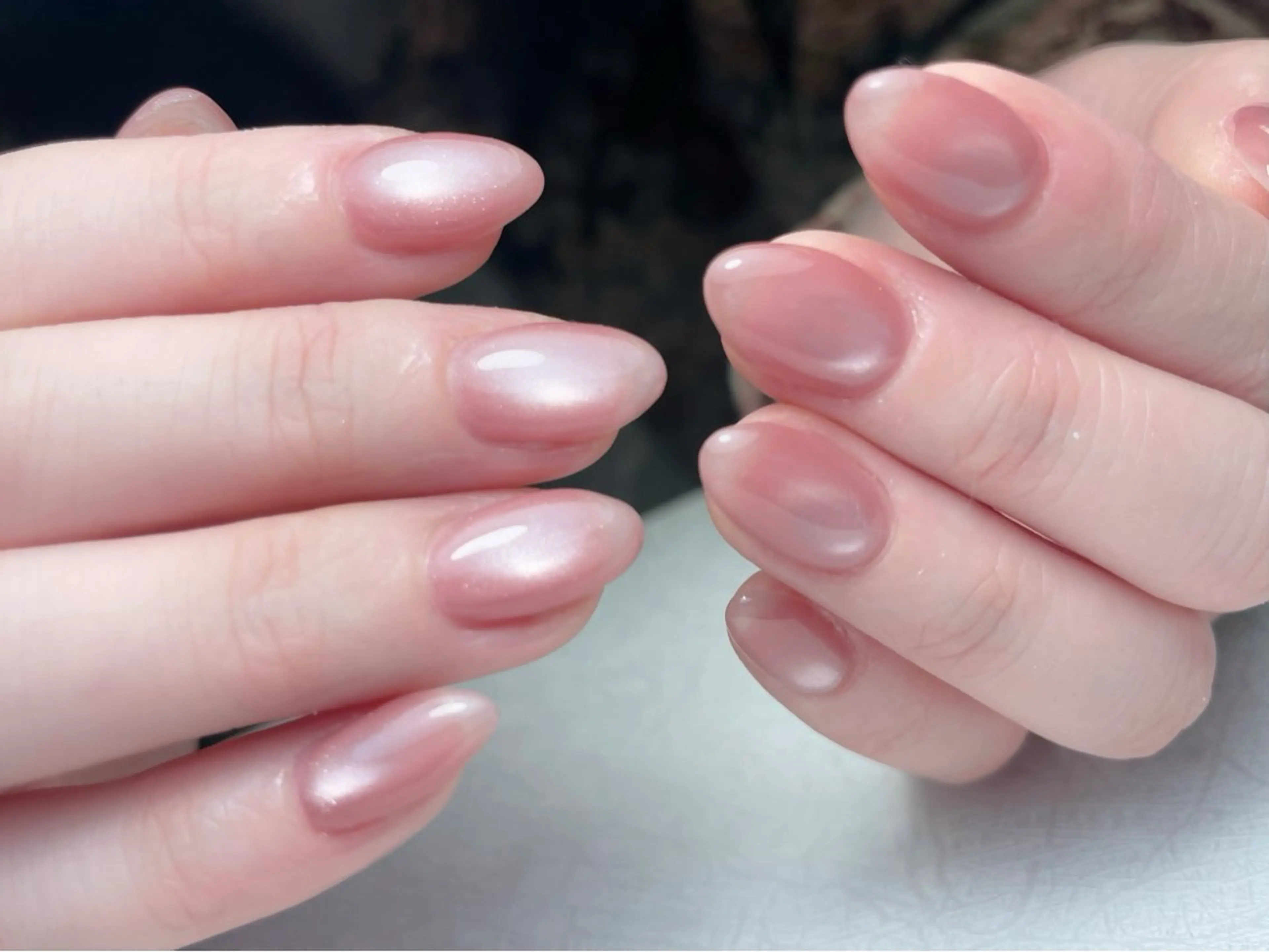 ネイル フレンチネイル ジェルネイル ガラスフレンチ 韓国ネイル ラメ(グリッター) ハンドネイル 中野駅から2分 MEO NAILのネイルデザイン