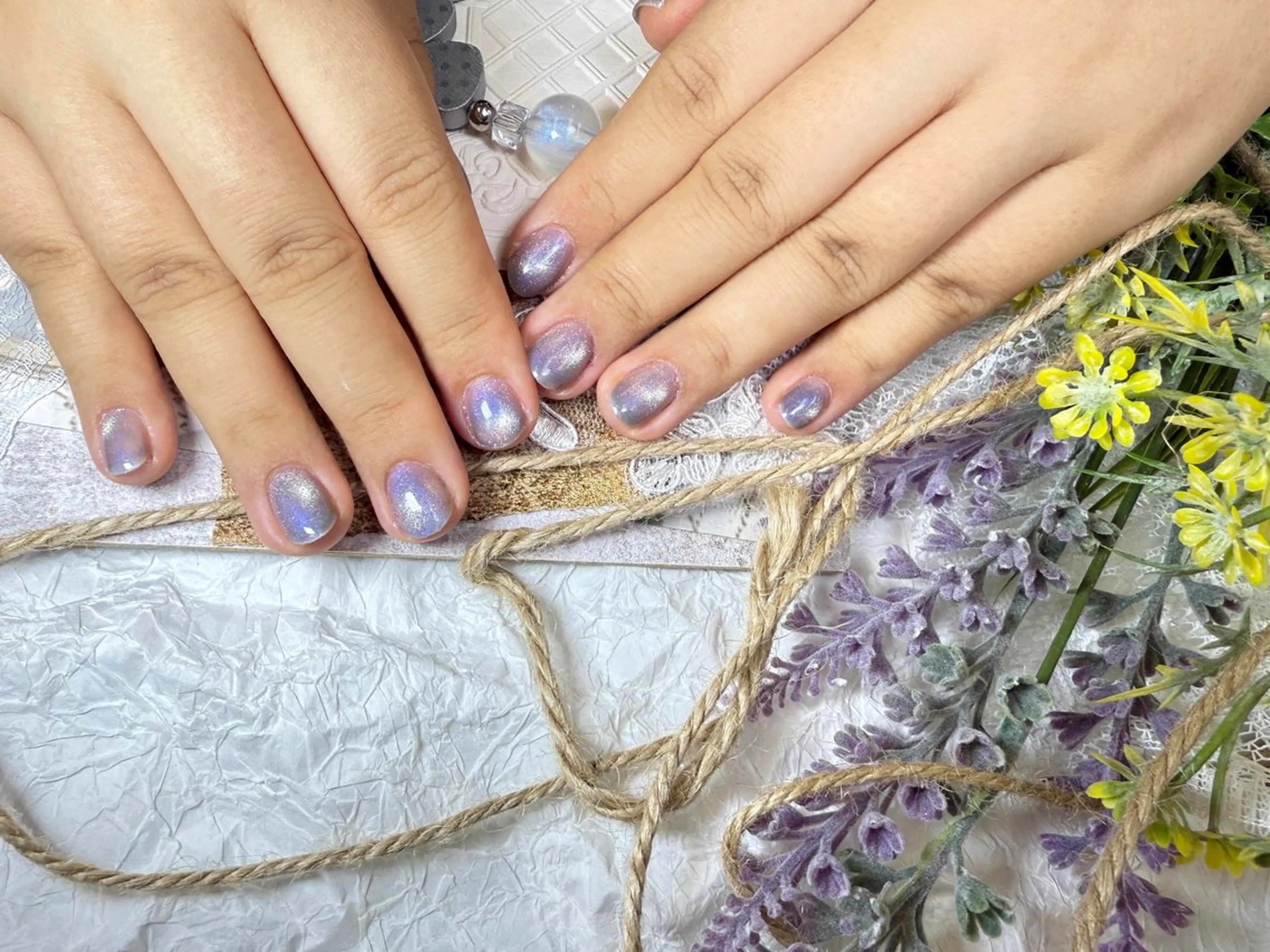 ネイル ブルー ジェルネイル キラキラネイル ラメ(グリッター) マグネットネイル ア リスのネイルデザイン