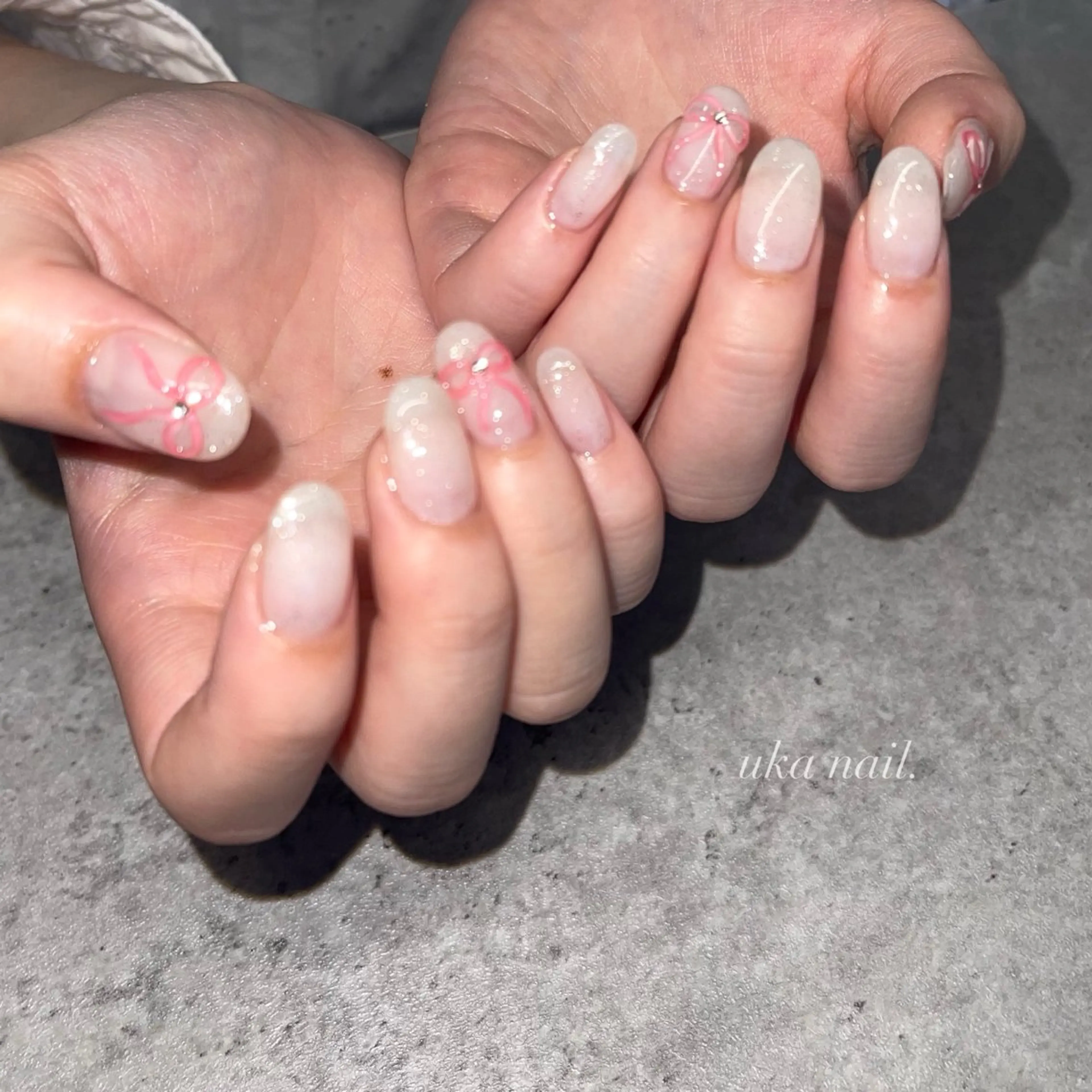 ネイル リボン ハンドネイル uka nailのネイルデザイン